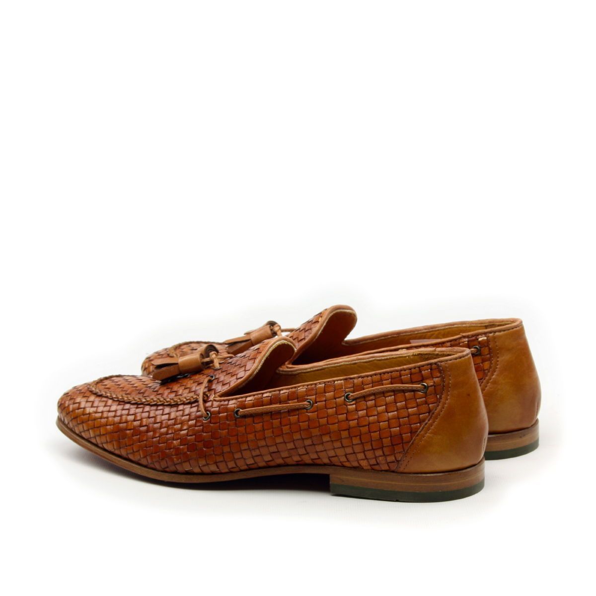 Ambrogio Men's Shoes Caramel Woven / Calf-Skin Leather Tassels Loafers (AMB2040-RTW)