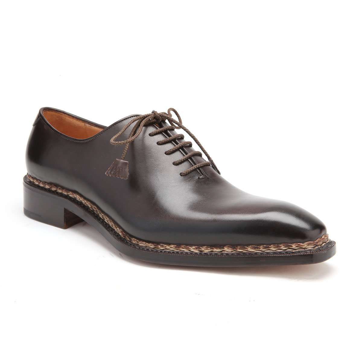 Caporicci 1400 Men's Luxury Italian Designer Shoes Castagno Brown Calfskin Oxfords (CAP1039)