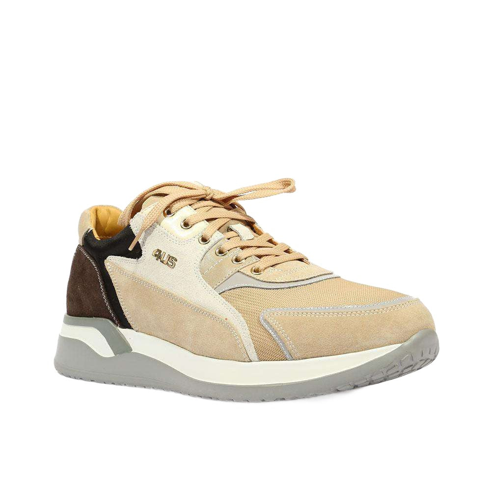 Cesare Paciotti Luxury Italian Men's 4US Cam Dal Sam Beige Brown White Sneakers (CPM5320)