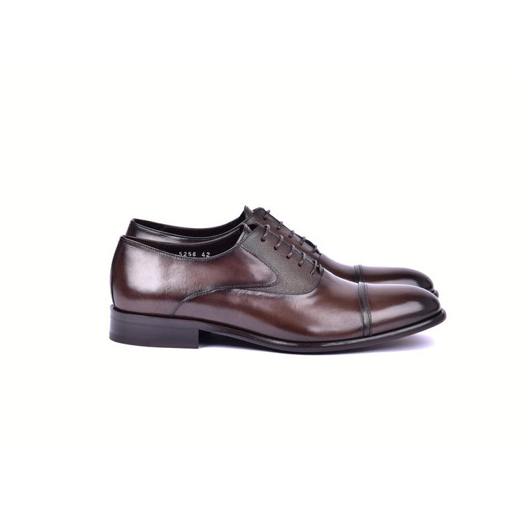 Corrente C001201-5256 Men's Shoes Brown Deer-Skin Leather Dress/Formal Cap-Toe Oxfords (CRT1459)