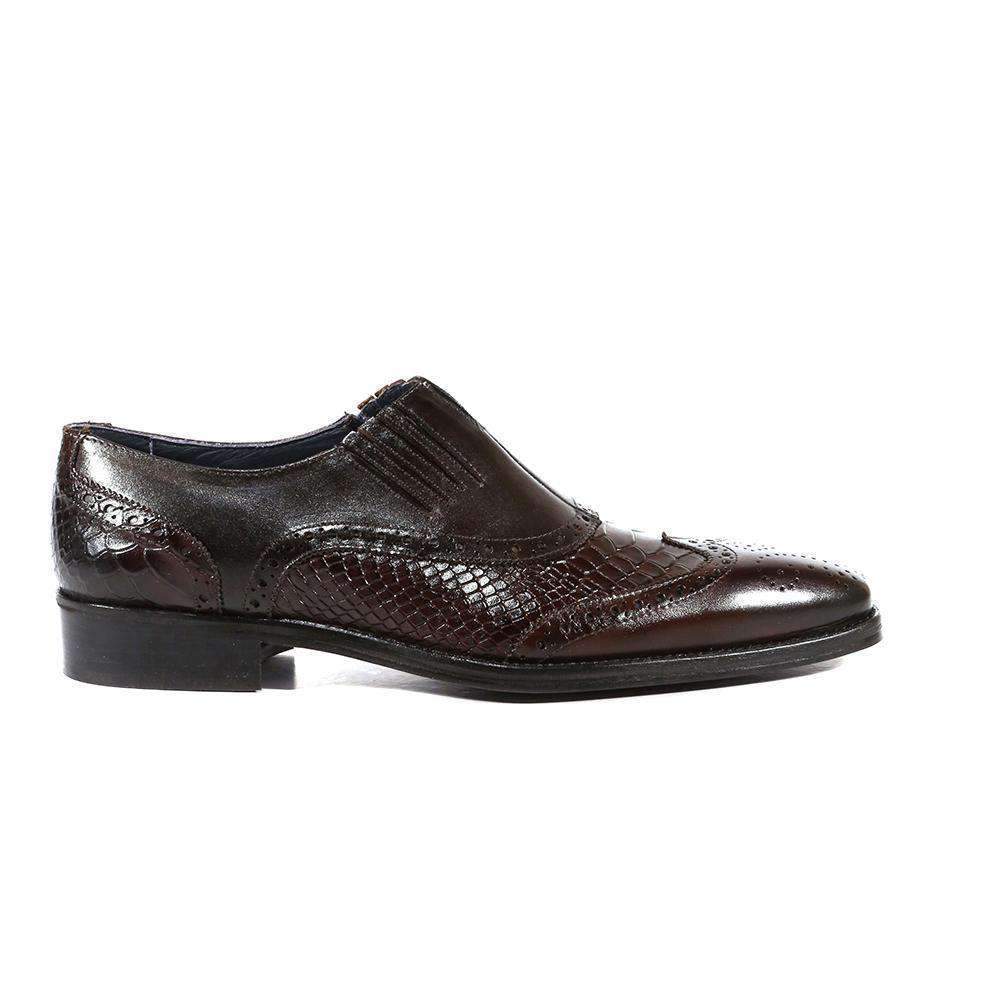 Duca Italian Men's Designer Shoes Crust Cocco Brown Loafers (DS3012)