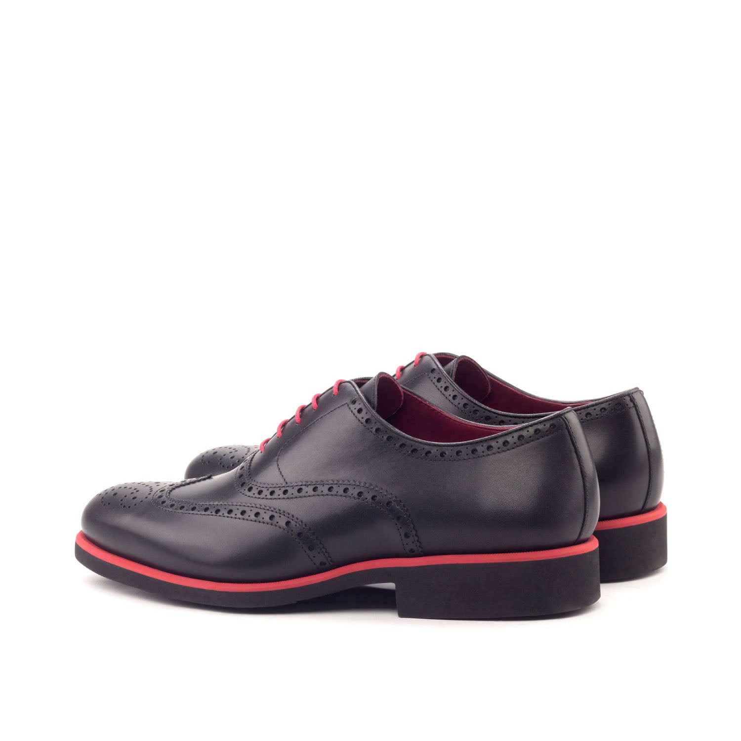 Ambrogio Bespoke Custom Men's Shoes Black Calf-Skin Leather Full Brogue Oxfords (AMB2118)