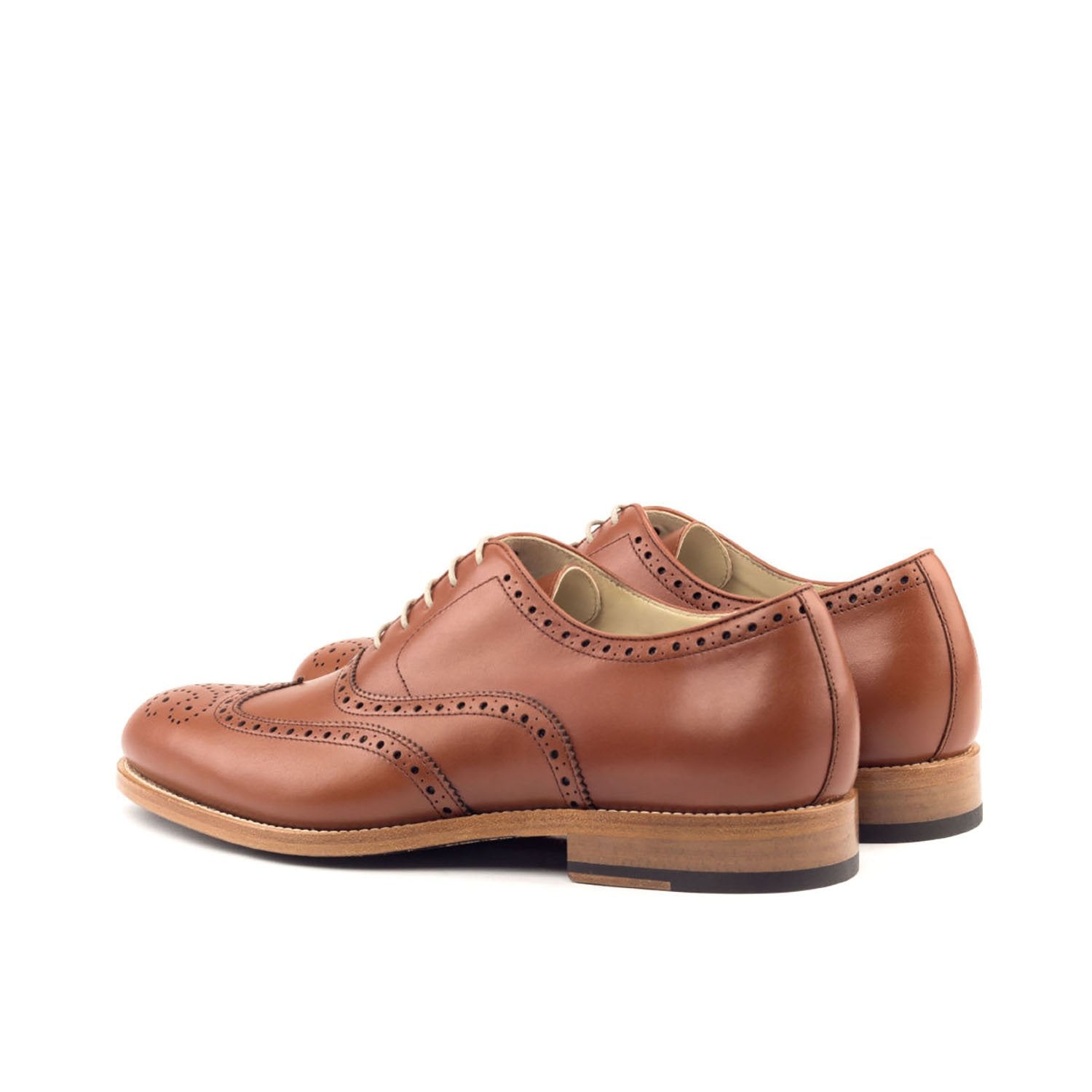 Ambrogio Bespoke Custom Men's Shoes Cognac Calf-Skin Leather Full Brogue Oxfords (AMB2149)