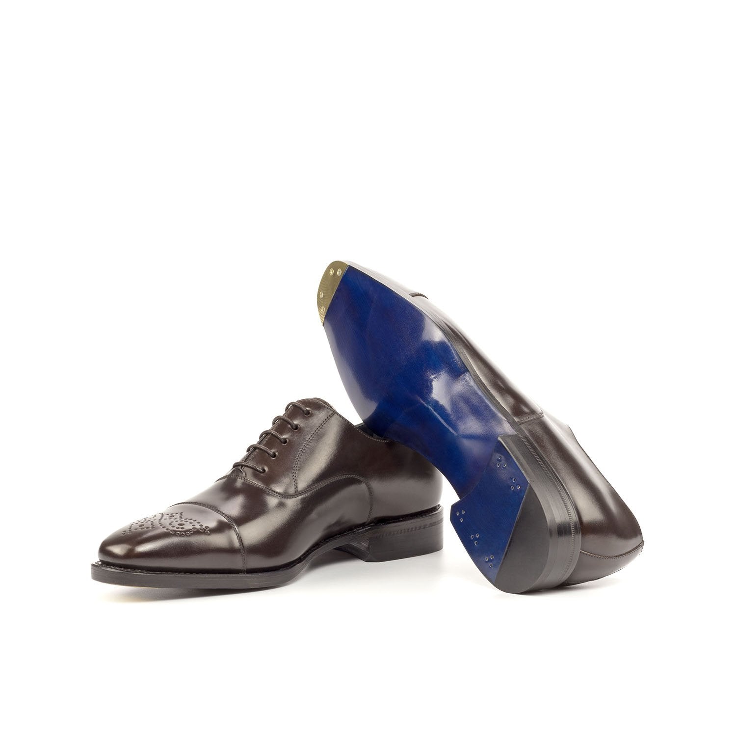 Ambrogio Bespoke Custom Men's Shoes Dark Brown Shell Cordovan Leather Oxfords (AMB1954)