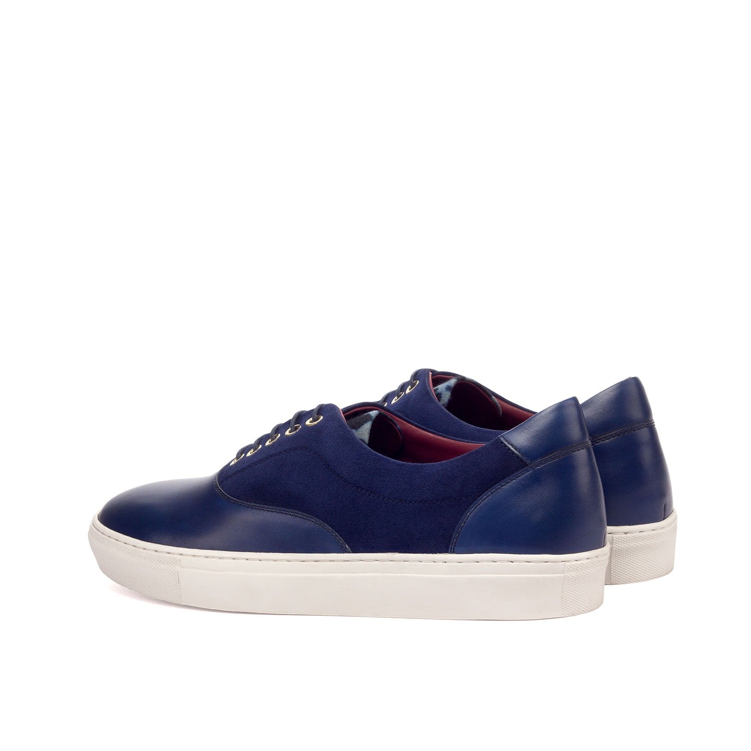 Ambrogio Bespoke Custom Men's Shoes Navy Fabric / Suede / Calf-Skin Leather Top Sider Sneakers (AMB2141)