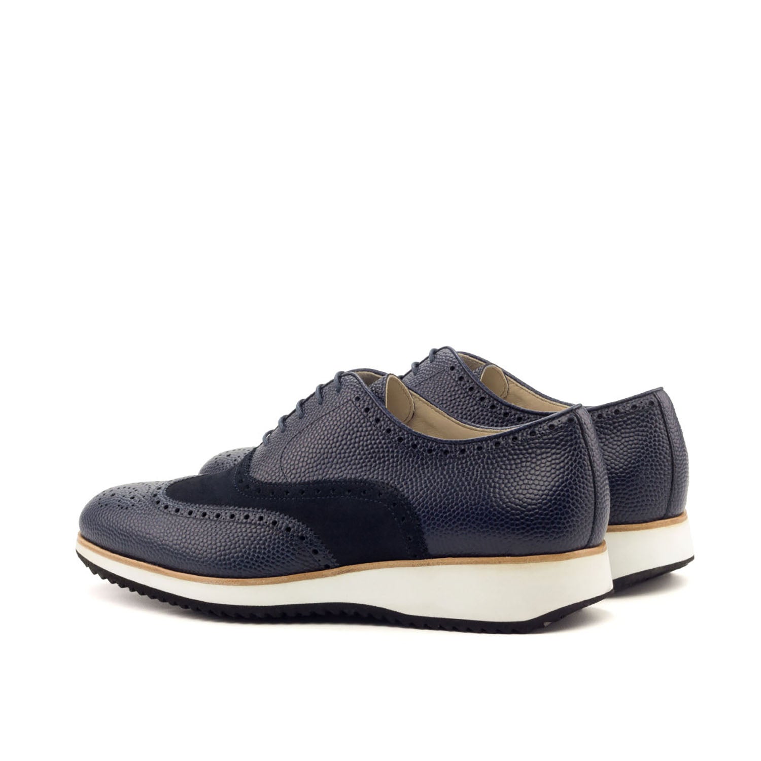 Ambrogio Bespoke Custom Men's Shoes Navy Suede / Full Grain Calf-Skin Leather Brogue Oxfords (AMB1891)