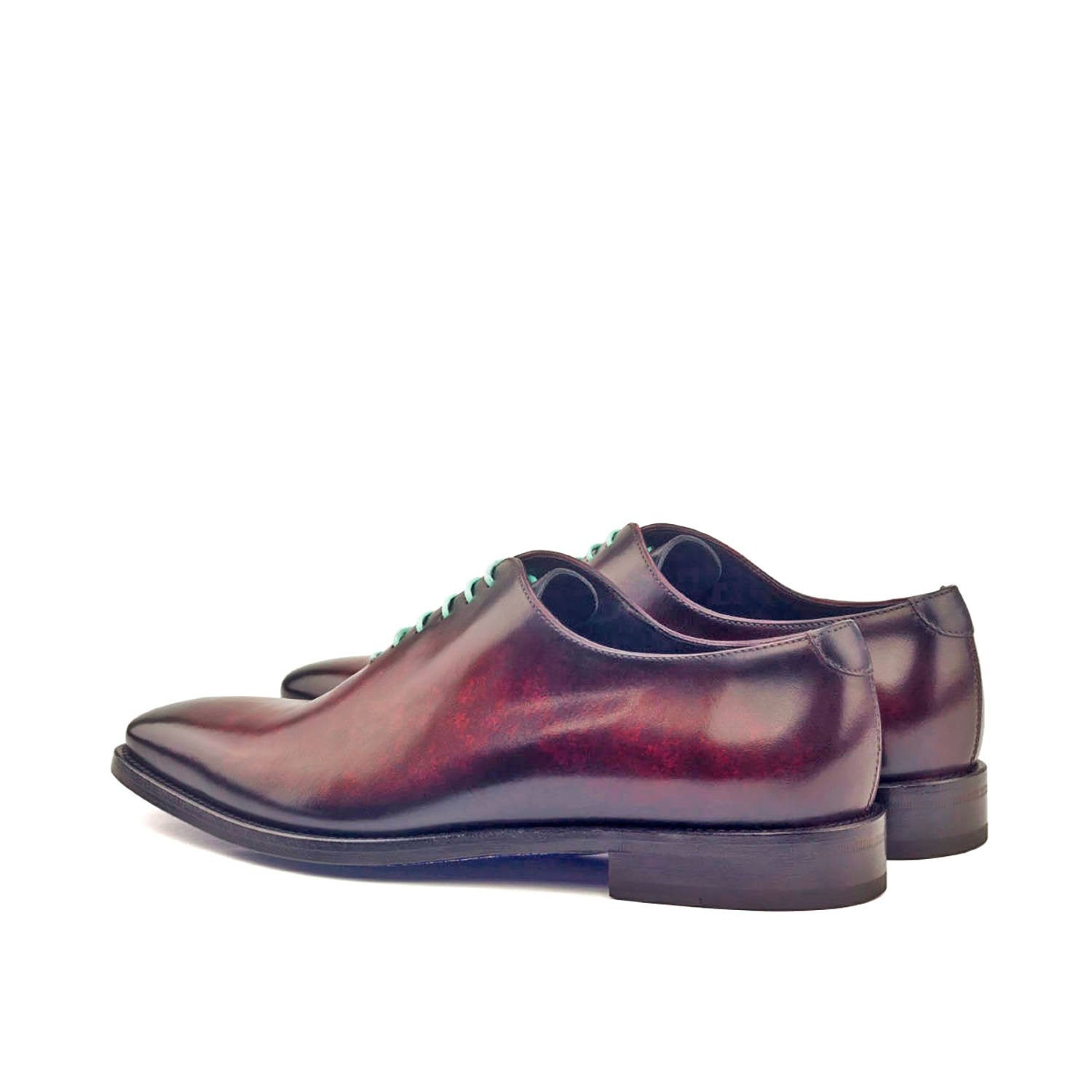 Ambrogio Bespoke Men's Handmade Custom Made Shoes Gray & Burgundy Patina Leather Dress Oxfords (AMB1294)