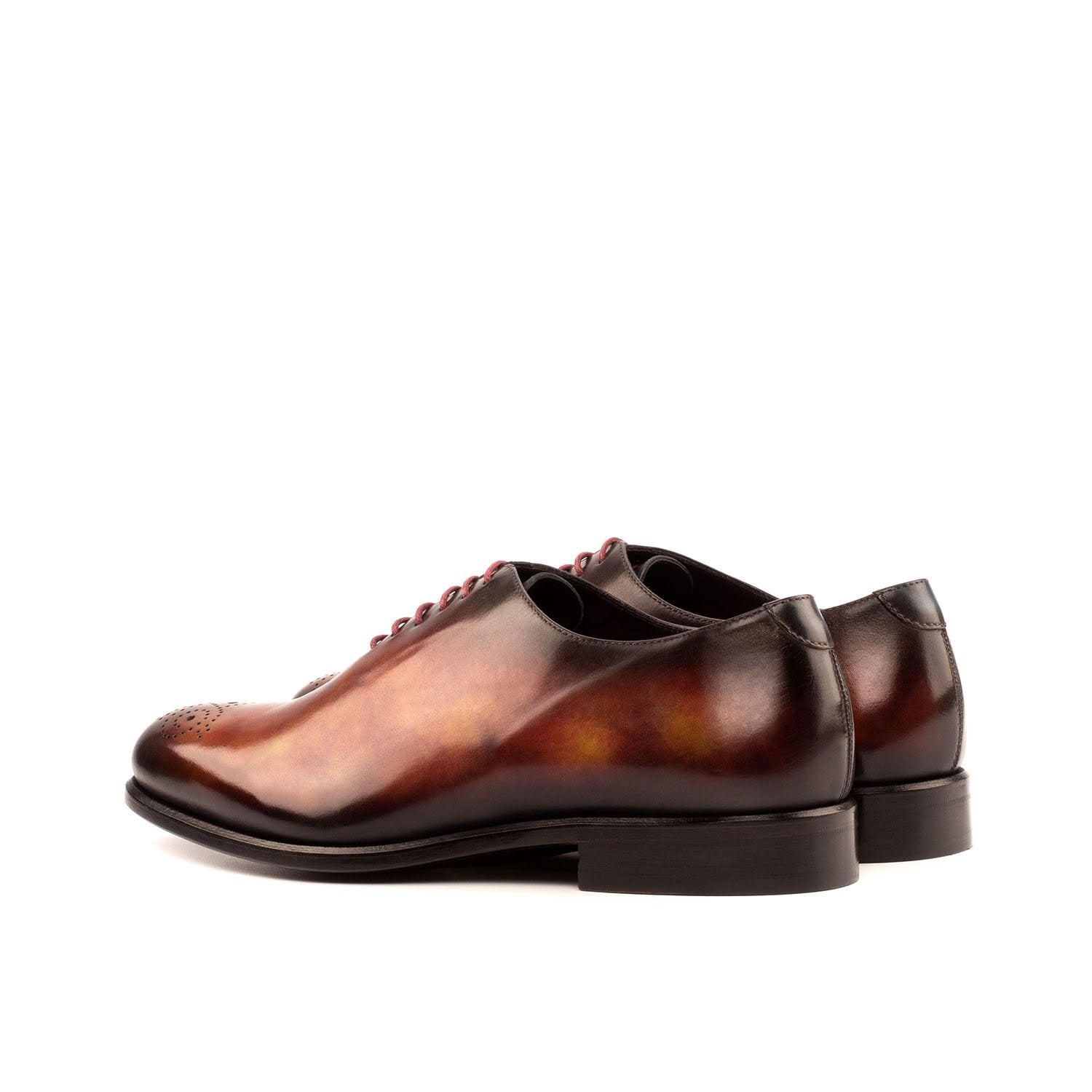 Ambrogio Bespoke Men's Handmade Custom Made Shoes Orange Fire Patina Leather Dress Oxfords (AMB1296)