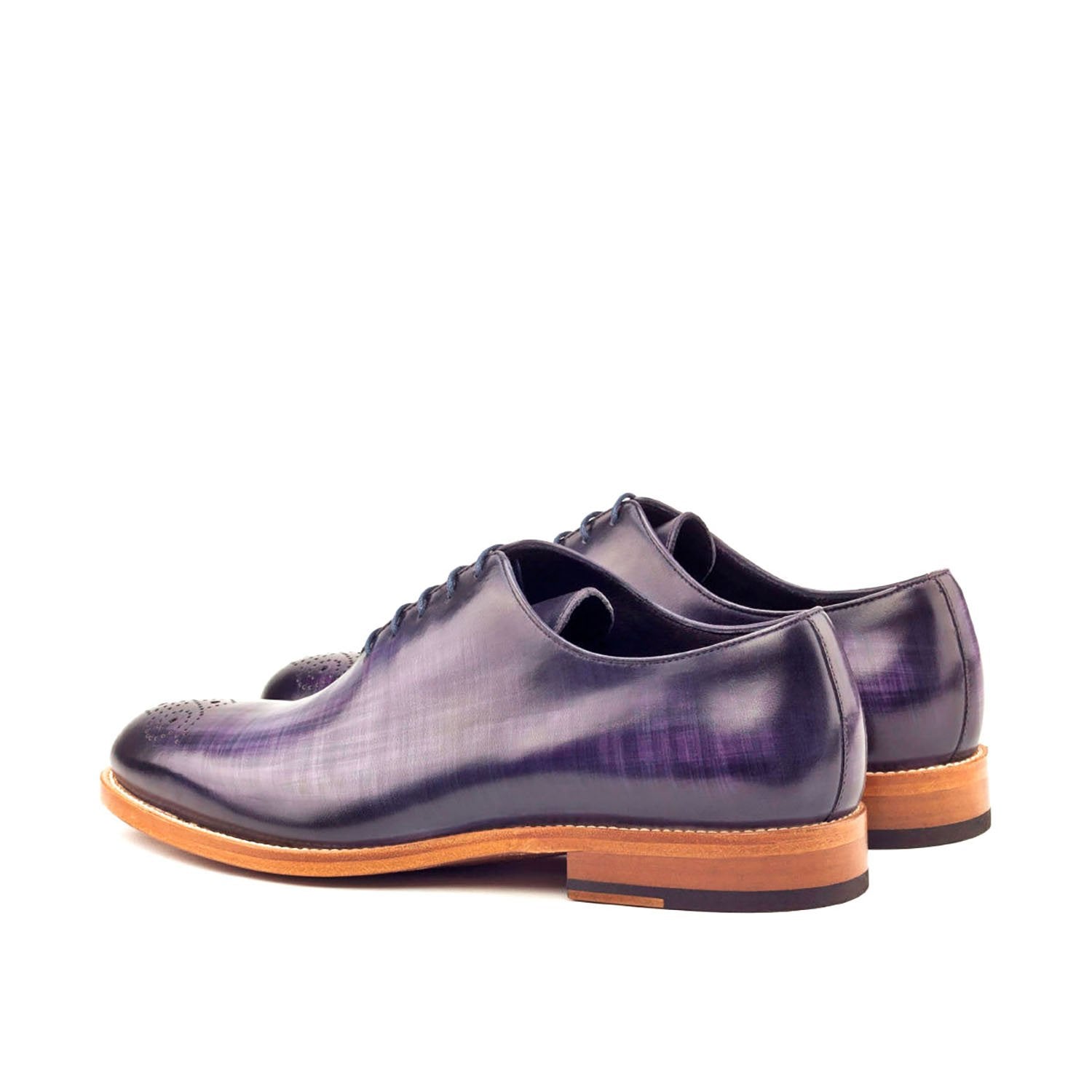 Ambrogio Bespoke Men's Handmade Custom Made Shoes Purple Patina Leather Dress Oxfords (AMB1295)