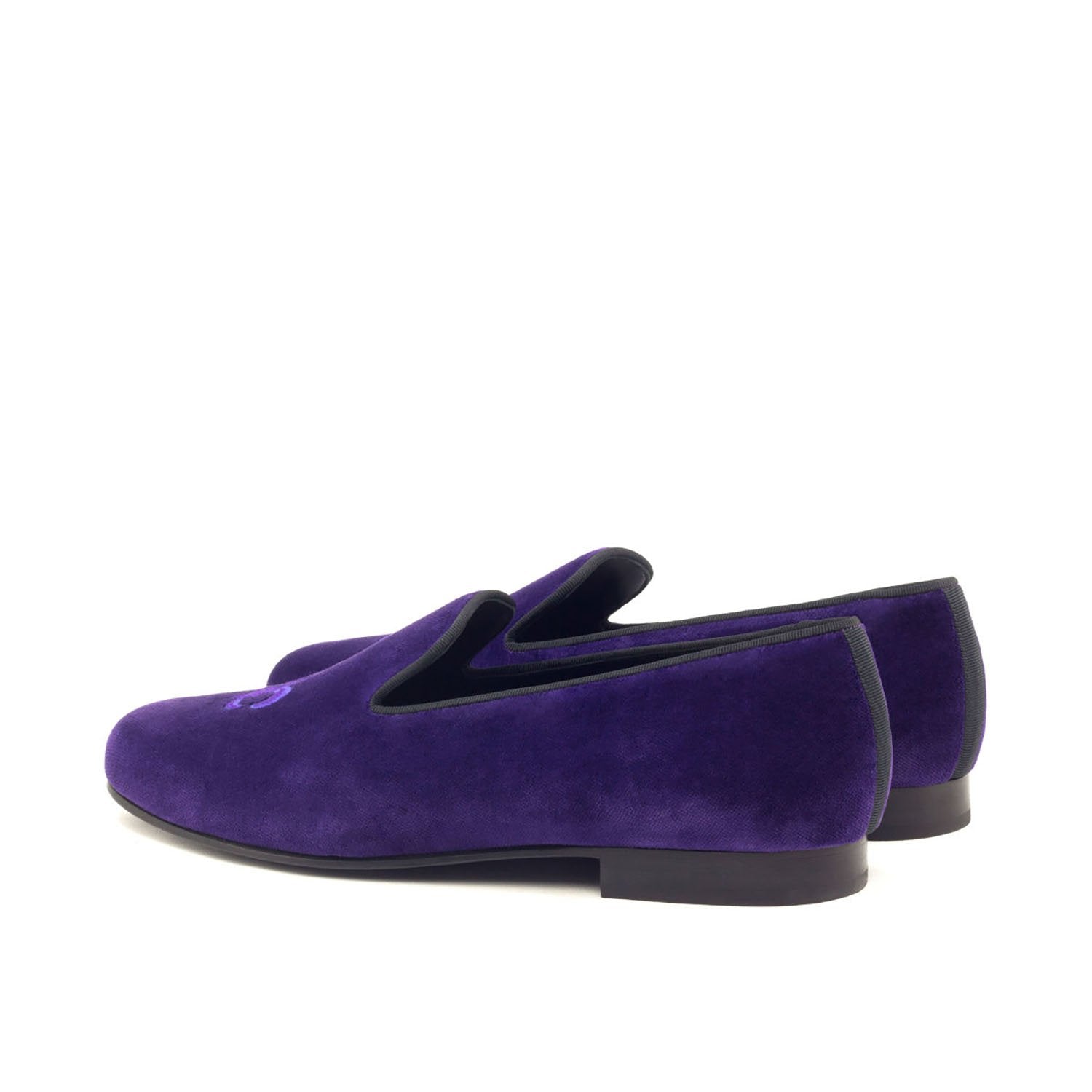 Ambrogio Bespoke Men's Handmade Custom Made Shoes Purple Velvet Wellington Slip-On Loafers (AMB1316)