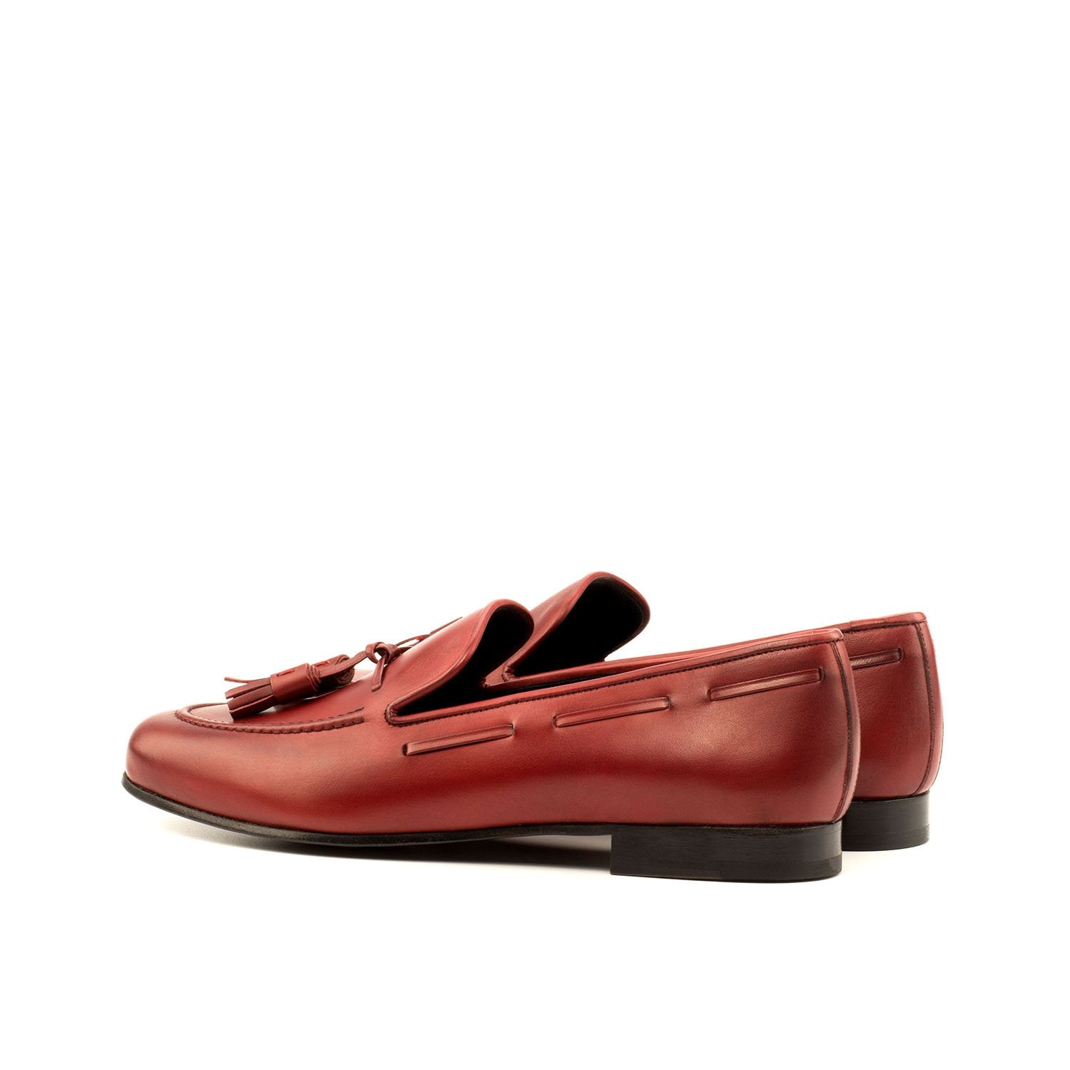 Ambrogio Bespoke Men's Handmade Custom Made Shoes Red Calf-Skin Leather Wellington Loafers (AMB1311)