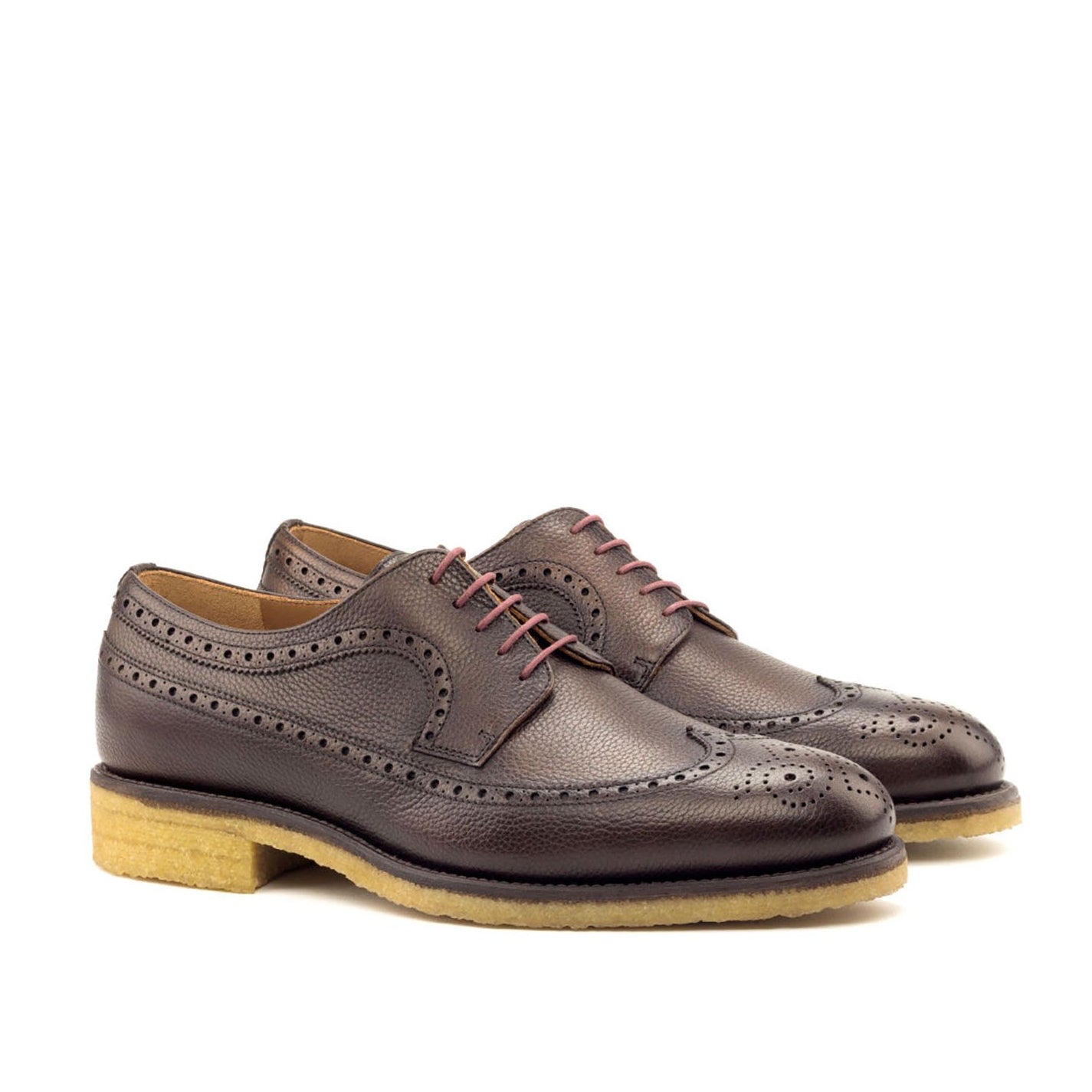 Ambrogio Bespoke Men's Handmade Custom Shoes Brown Full Grain Calf-Skin Leather Longwing Oxfords (AMB1719)