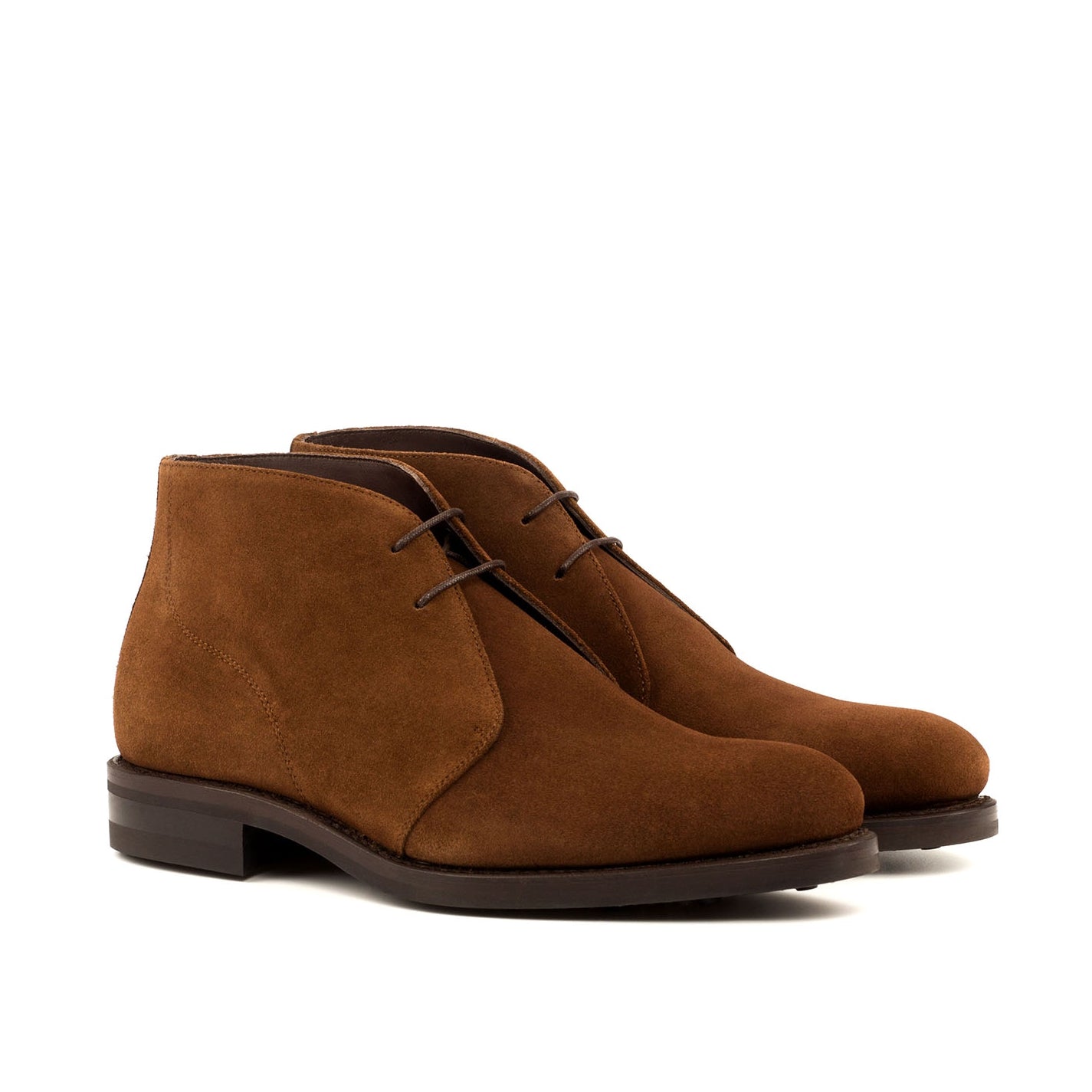 Ambrogio Bespoke Men's Handmade Custom Shoes Brown Suede Leather Chukka Boots (AMB1455)