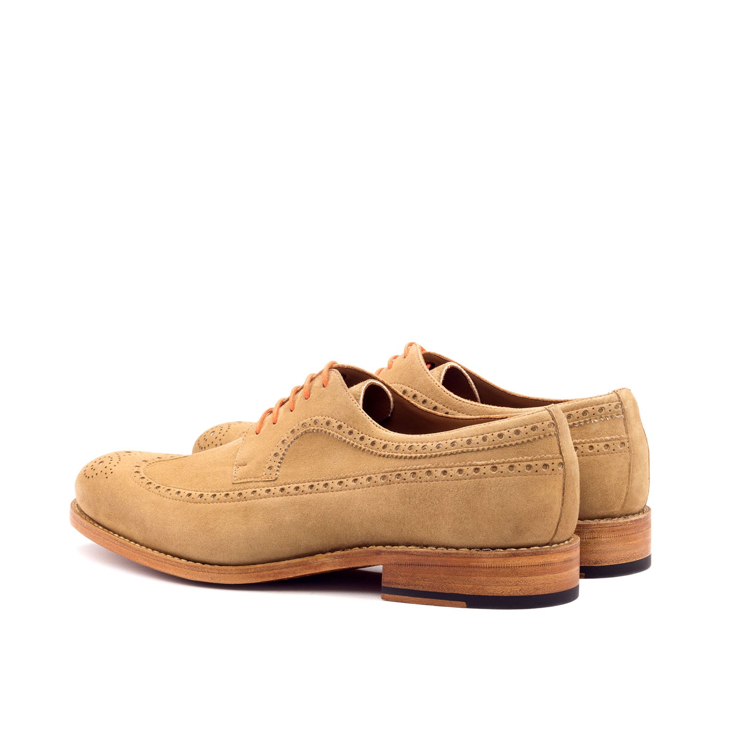 Ambrogio Bespoke Men's Handmade Custom Shoes Camel Suede Leather Longwing Oxfords (AMB1728)