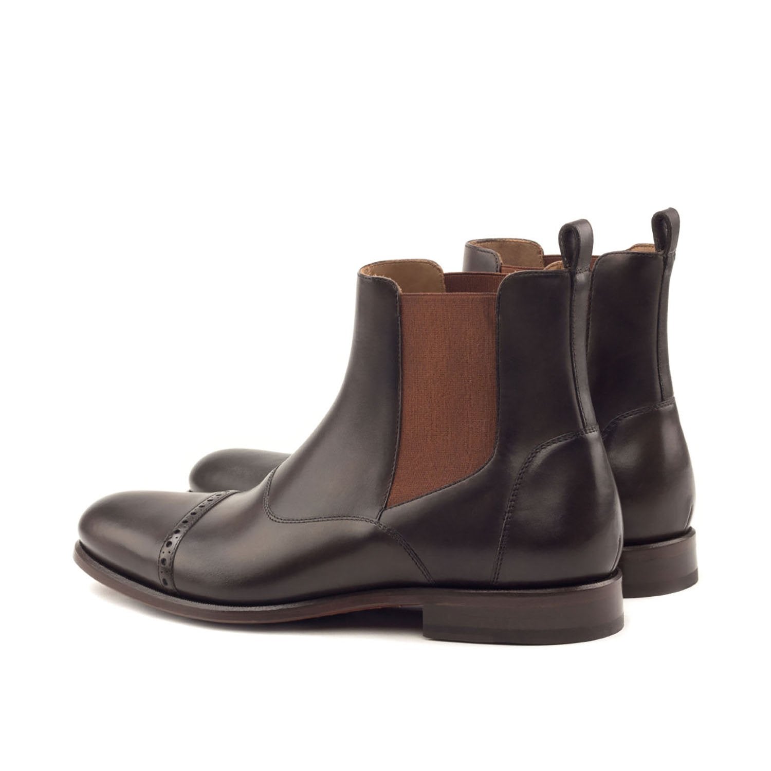 Ambrogio Bespoke Men's Handmade Custom Shoes Dark Brown Calf-Skin Leather Chelsea Boots (AMB1431)