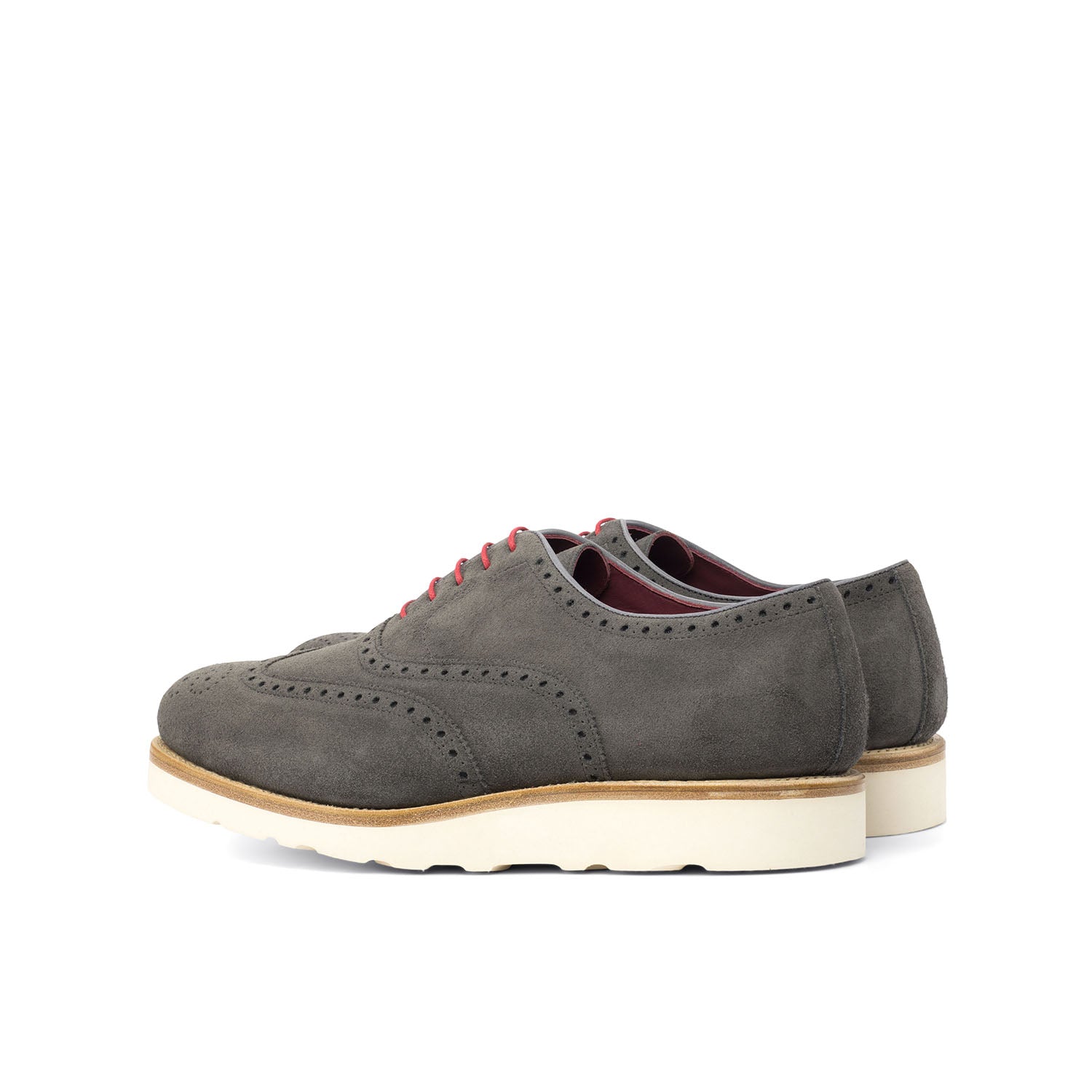 Ambrogio Bespoke Men's Handmade Custom Shoes Gray Suede Leather Full Brogue Oxfords (AMB1685)