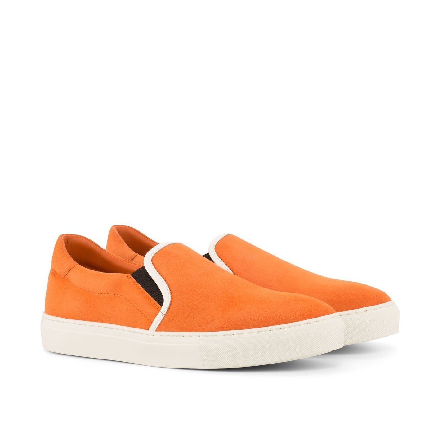 Ambrogio Bespoke Men's Handmade Custom Shoes Orange Suede Leather Slip-On Casual Sneakers (AMB1371)