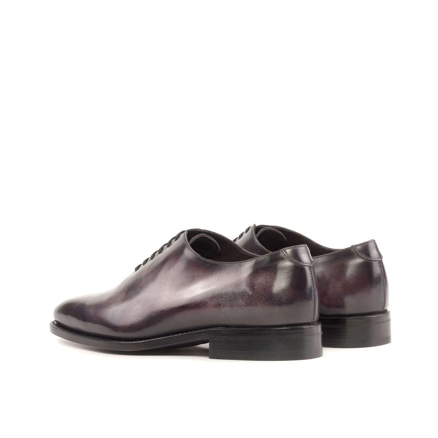 Ambrogio Bespoke Men's Shoes Aubergine Patina Leather Whole-cut Oxfords (AMB2367)