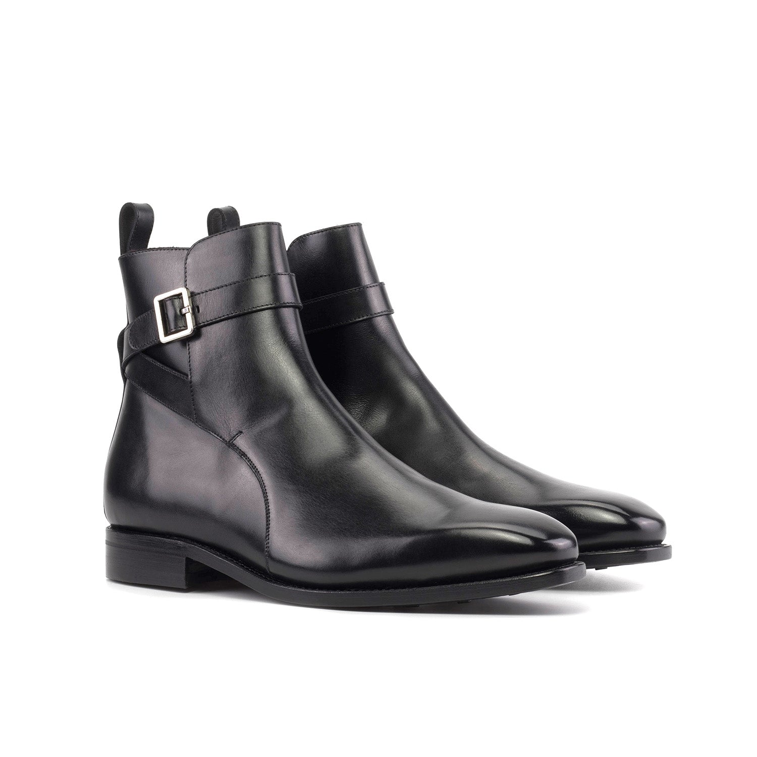 Ambrogio Bespoke Men's Shoes Black Calf-Skin Leather Jodhpur Boots (AMB2401)