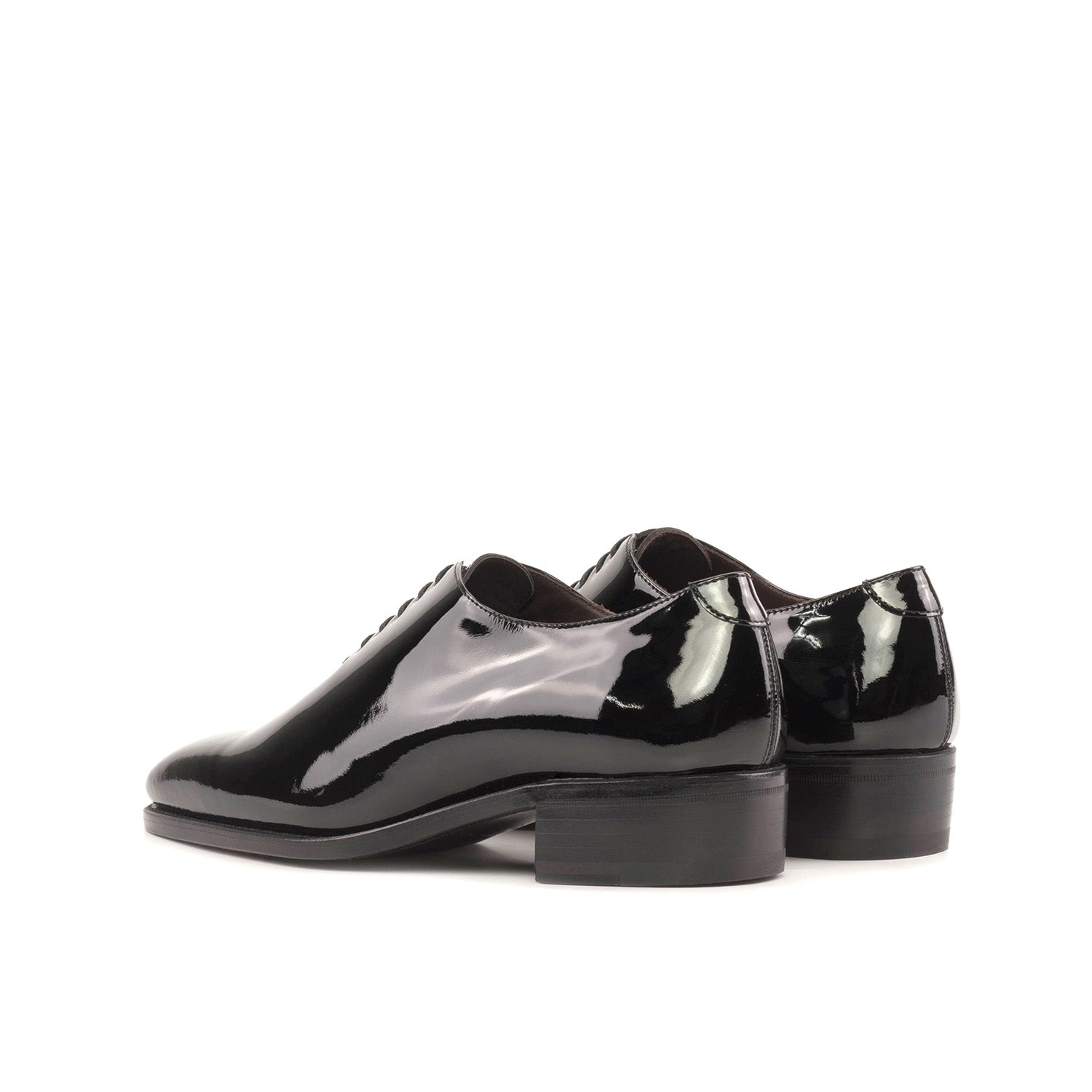 Ambrogio Bespoke Men's Shoes Black Patent Leather Belgravia High-Heel Wholecut Oxfords (AMB2388)