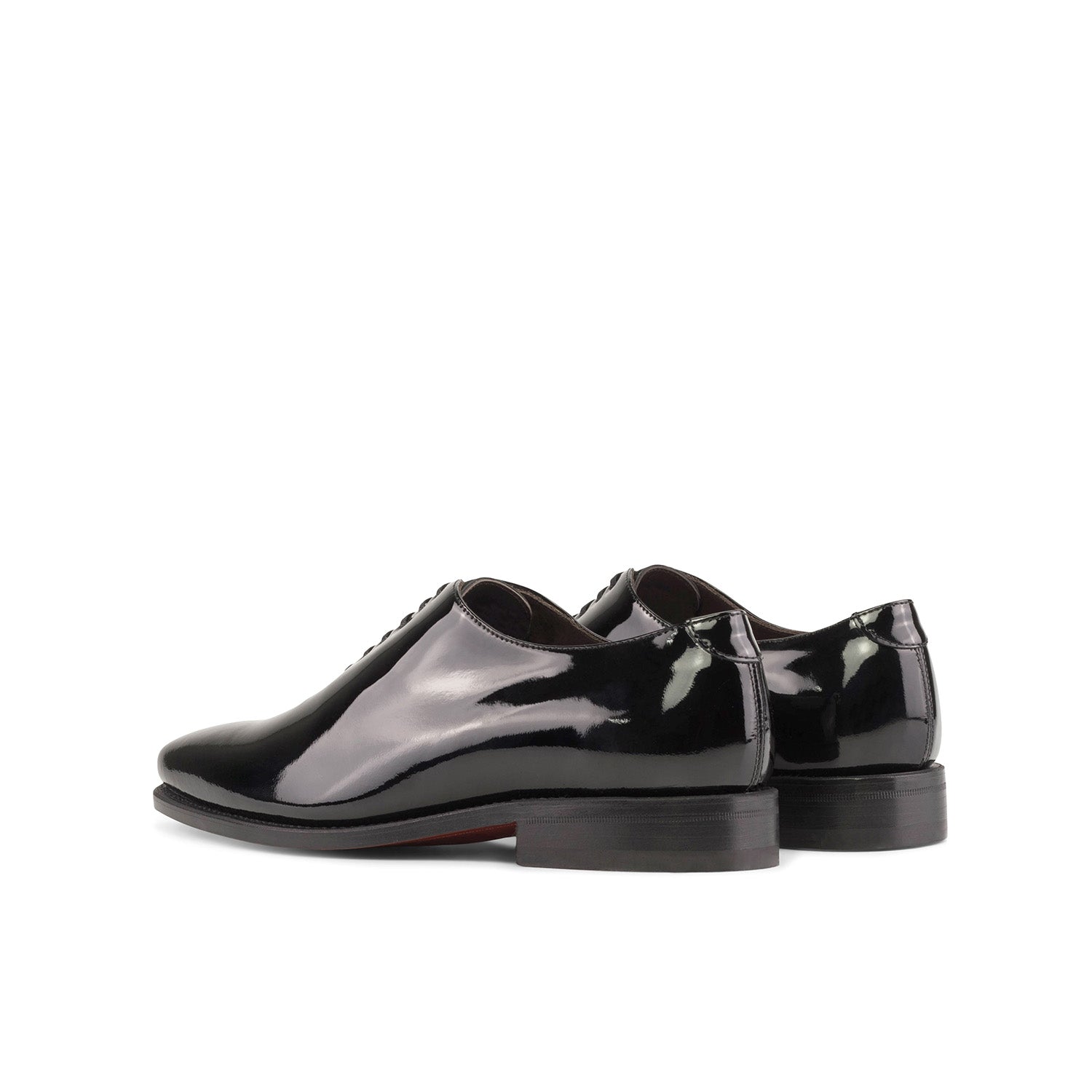 Ambrogio Bespoke Men's Shoes Black Patent Leather Wholecut Oxfords (AMB2386)