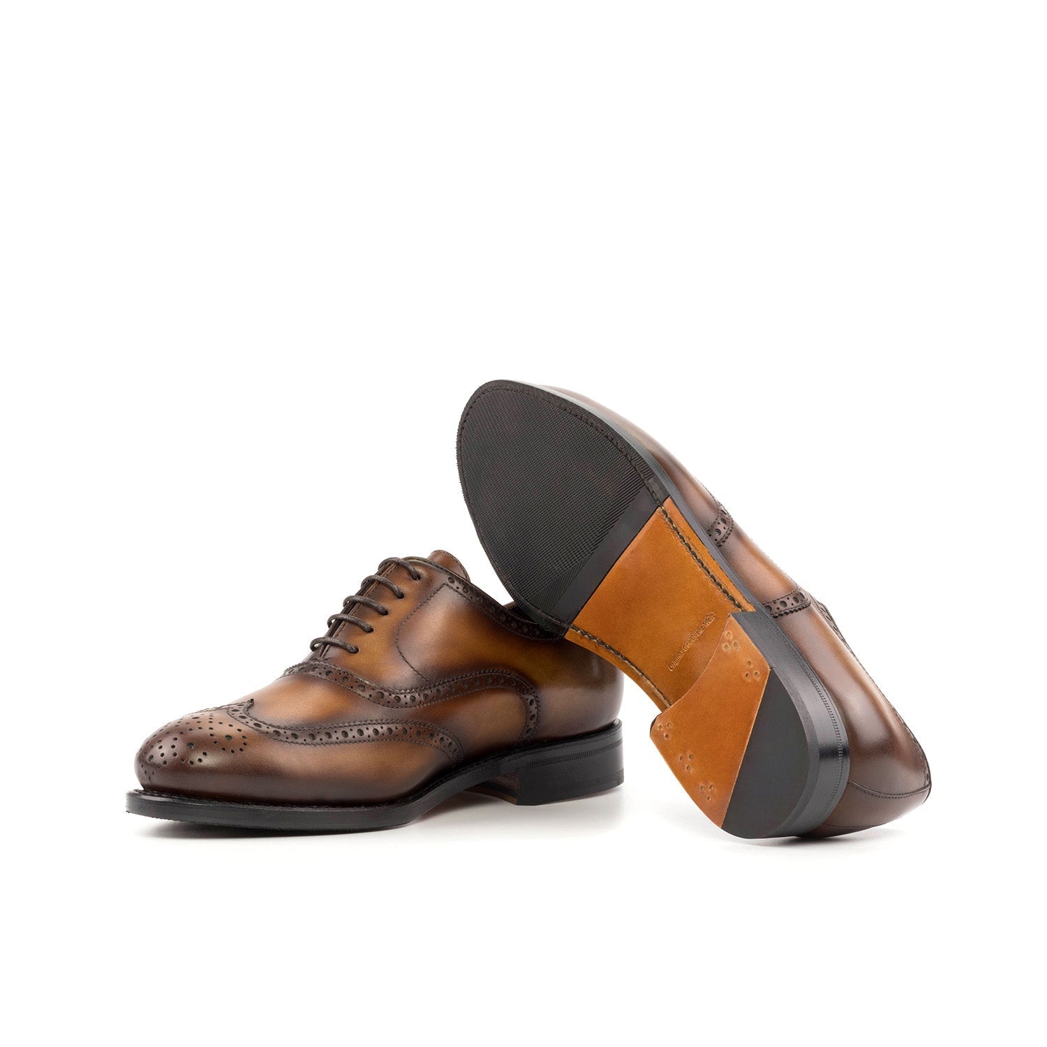 Ambrogio Bespoke Men's Shoes Brown Calf-Skin Leather Full Brogue Oxfords (AMB2324)