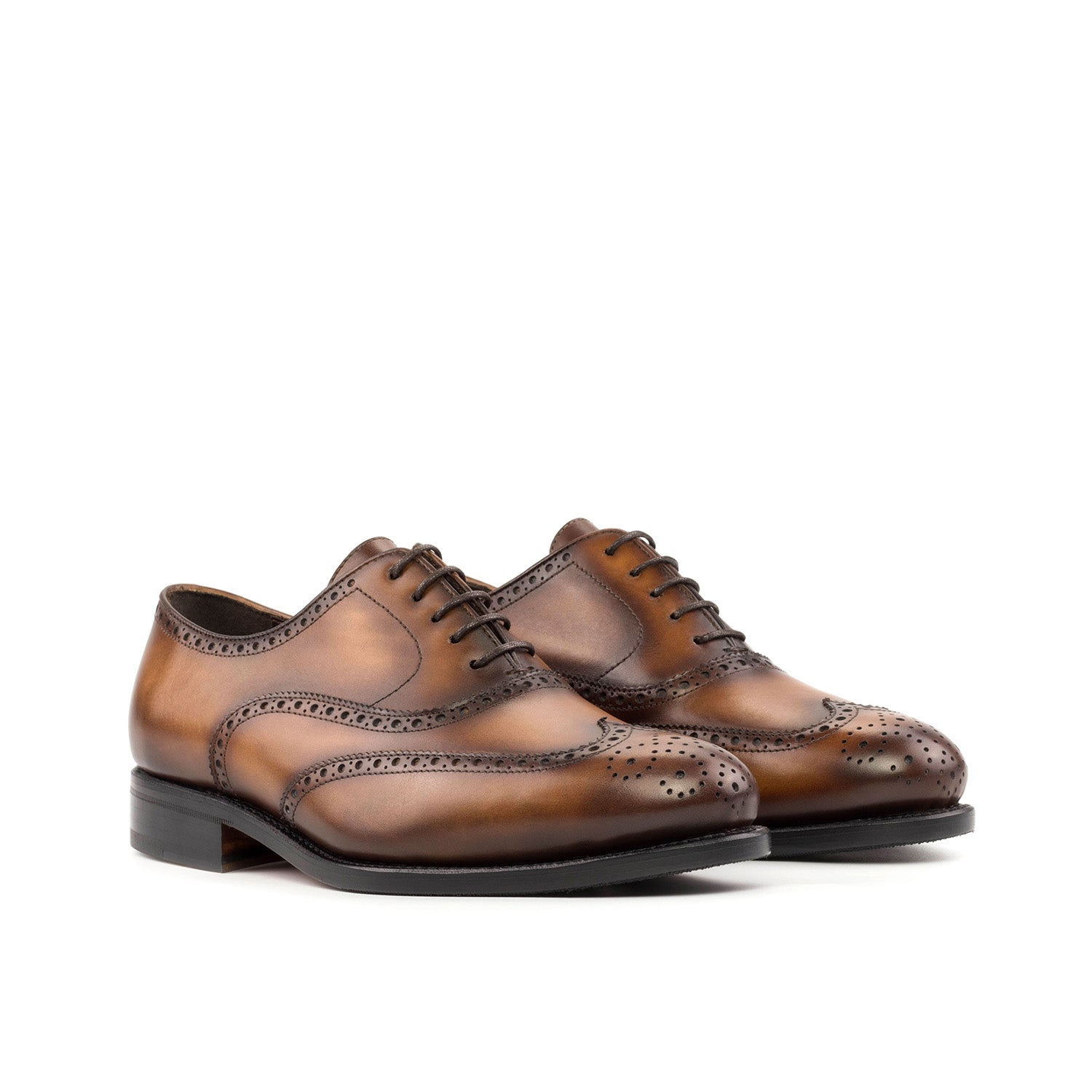 Ambrogio Bespoke Men's Shoes Brown Calf-Skin Leather Full Brogue Oxfords (AMB2324)