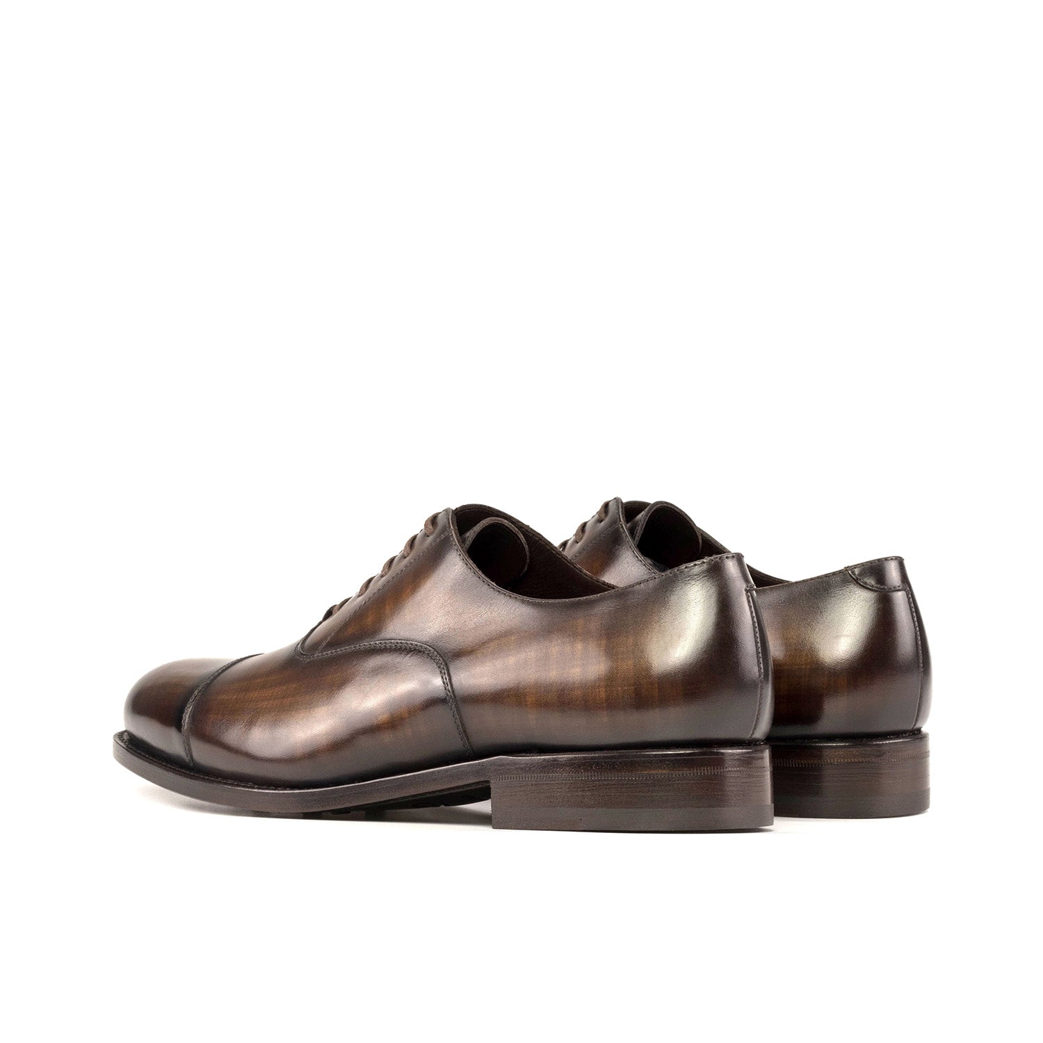 Ambrogio Bespoke Men's Shoes Brown Patina Leather Oxfords (AMB2319)