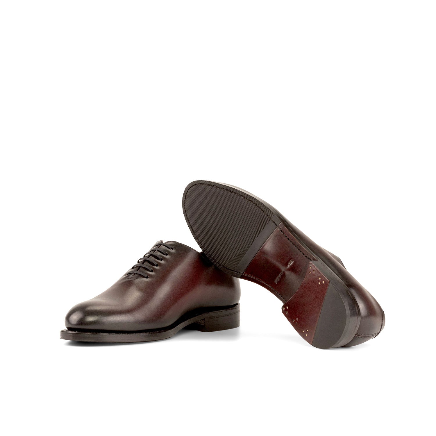 Ambrogio Bespoke Men's Shoes Burgundy Calf-Skin Leather Wholecut Oxfords (AMB2298)