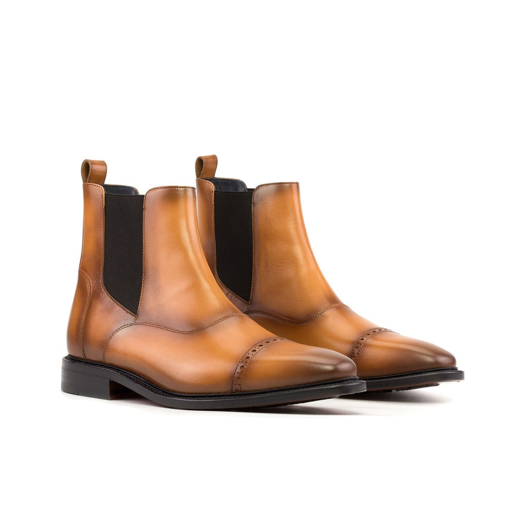 Belønning hinanden kulstof Ambrogio Bespoke Men's Shoes Cognac Calf-Skin Leather Chelsea Boots (A –  AmbrogioShoes