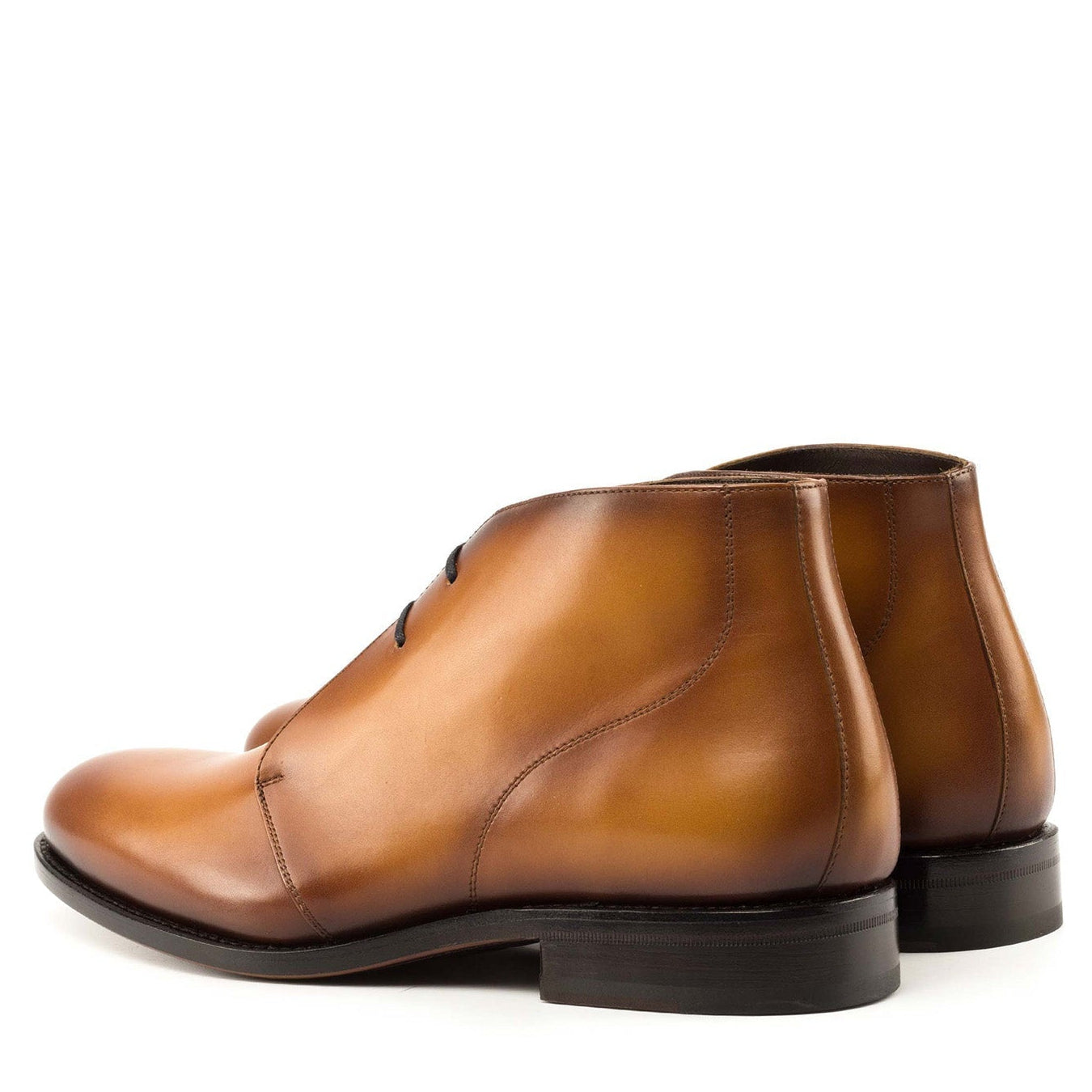 Ambrogio Bespoke Men's Shoes Cognac Calf-Skin Leather Chukka Boots (AMB2265)