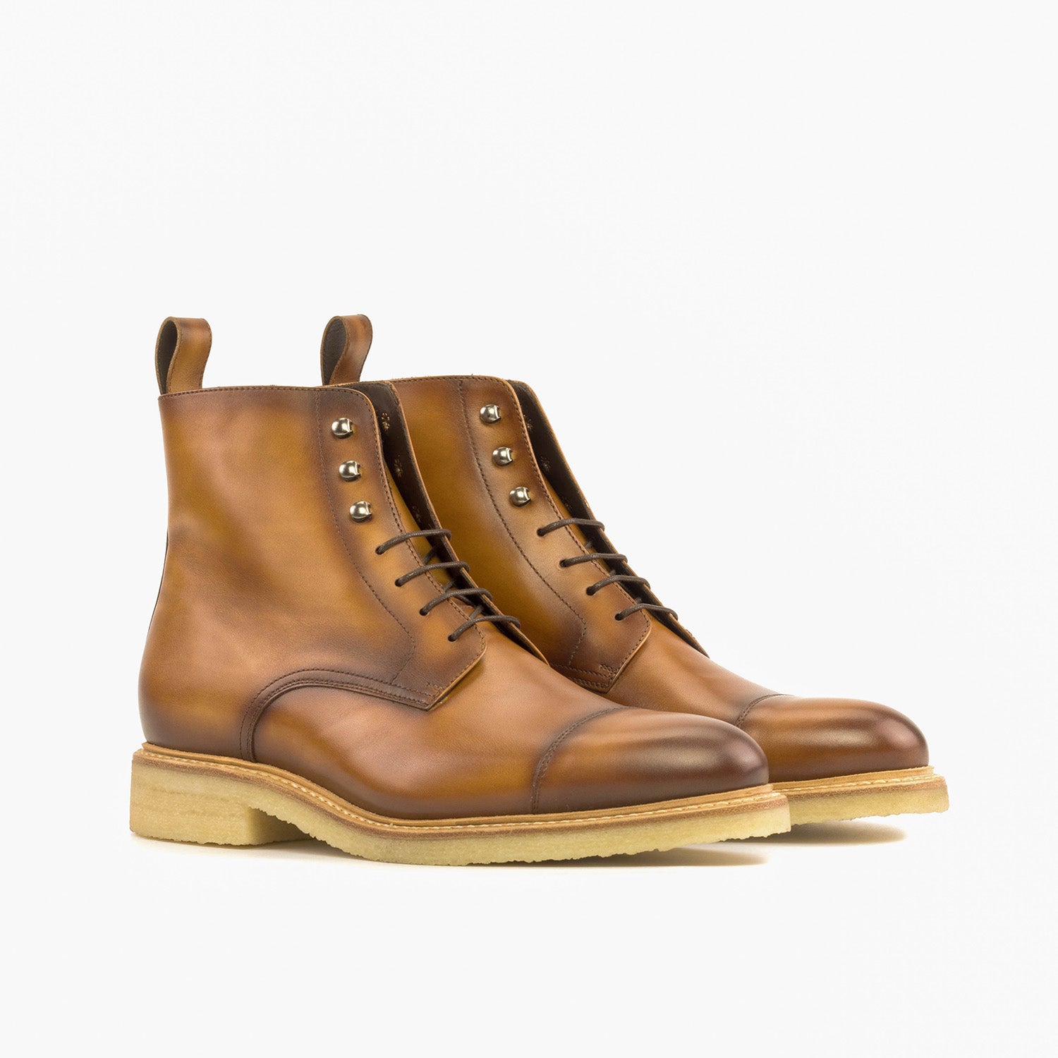 Ambrogio Bespoke Men's Shoes Cognac Calf-Skin Leather Jumper Boots (AMB2368)