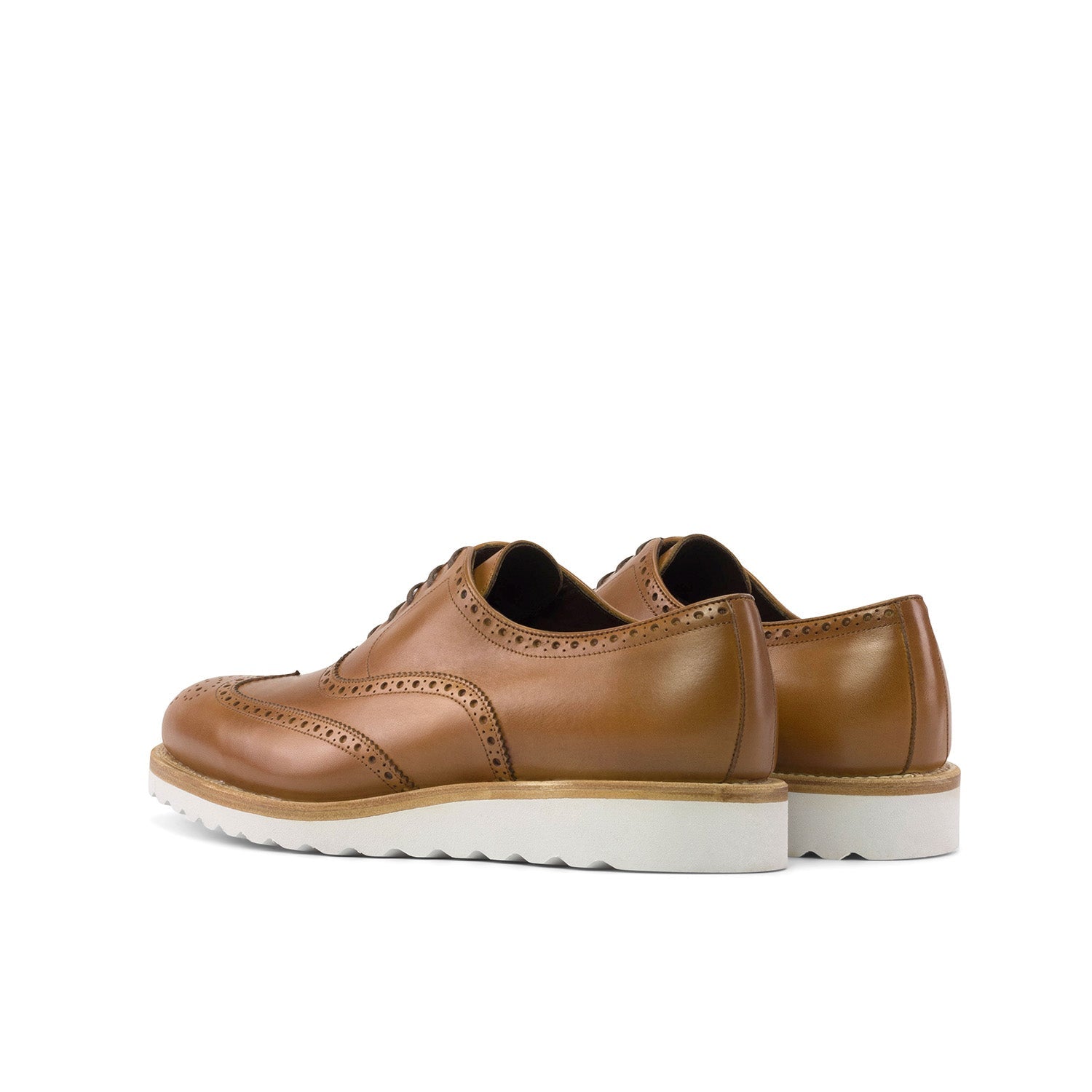 Ambrogio Bespoke Men's Shoes Cognac Calf-Skin Leather wingtip Oxfords (AMB2385)