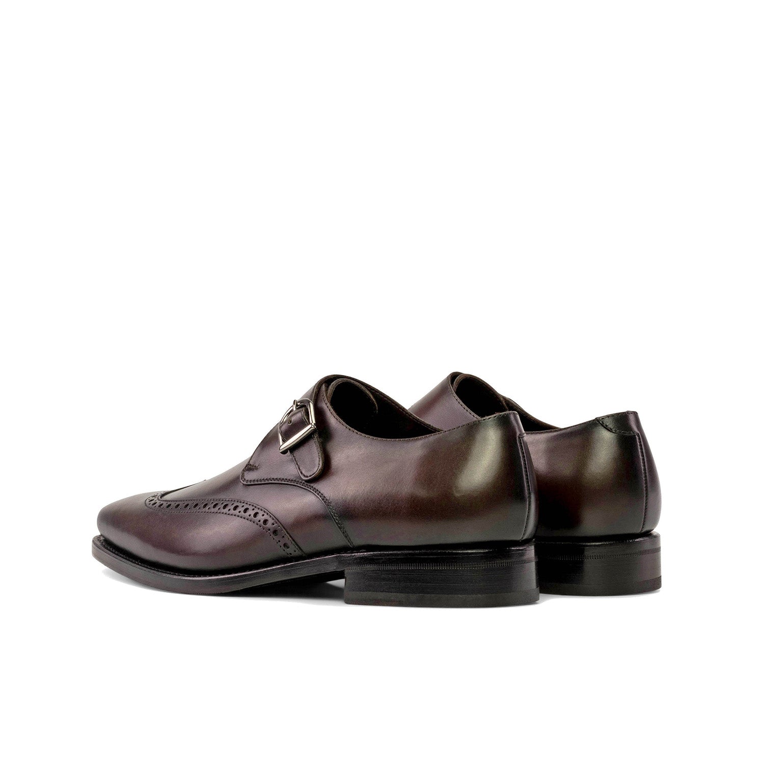 Ambrogio Bespoke Men's Shoes Dark Brown Calf-Skin Leather Monk-Strap Loafers (AMB2322)