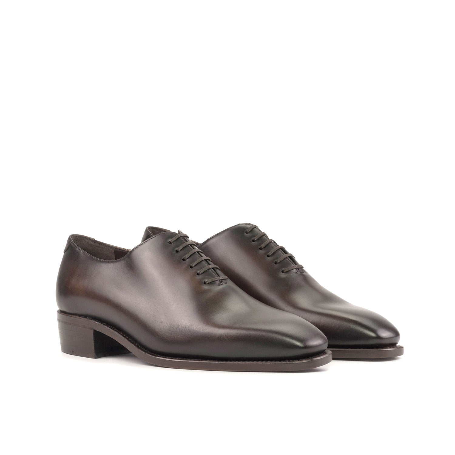 Ambrogio Bespoke Men's Shoes Dark Brown Calf-Skin Leather Whole-cut Oxfords (AMB2372)