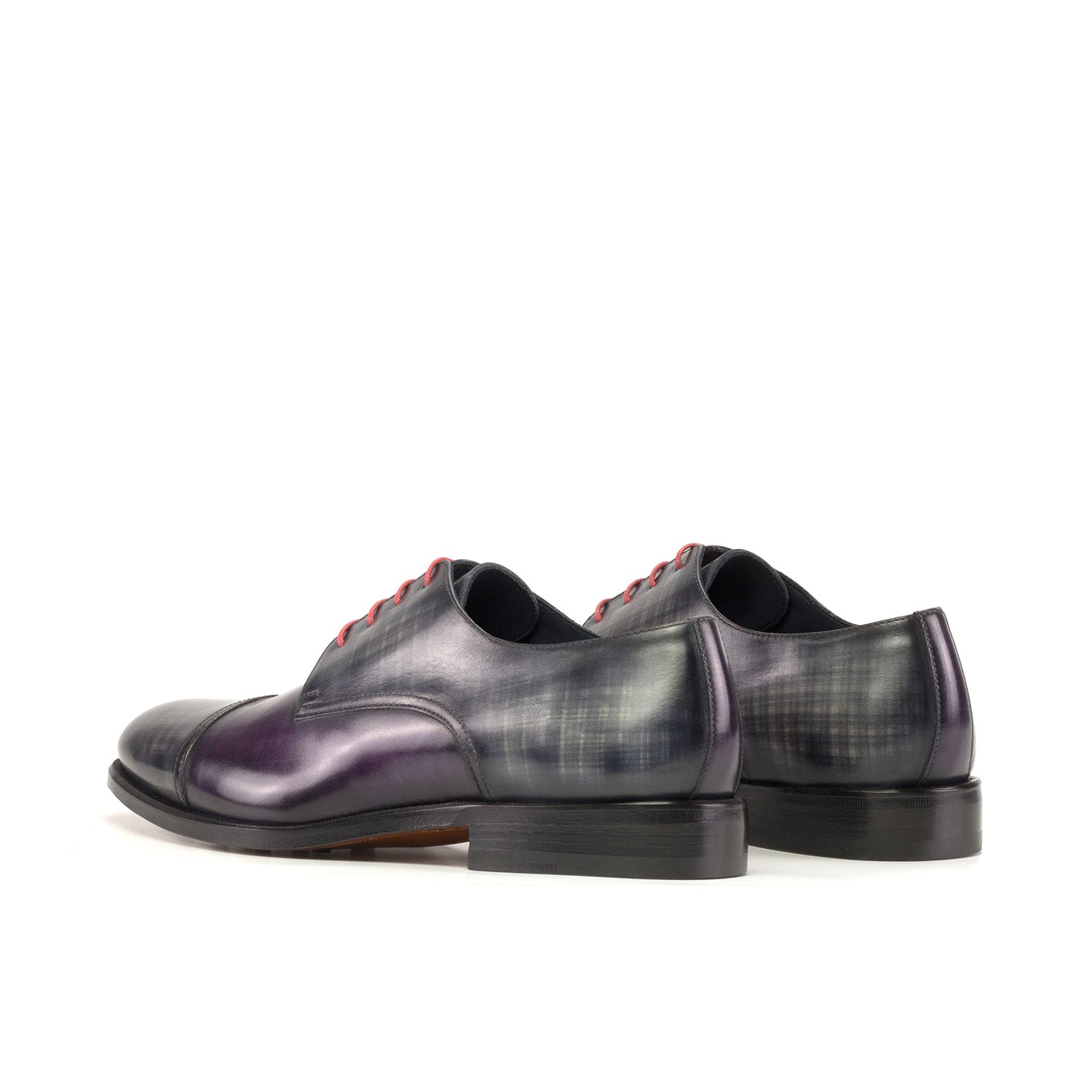 Ambrogio Bespoke Men's Shoes Gray & Purple Patina Leather Derby Oxfords (AMB2424)