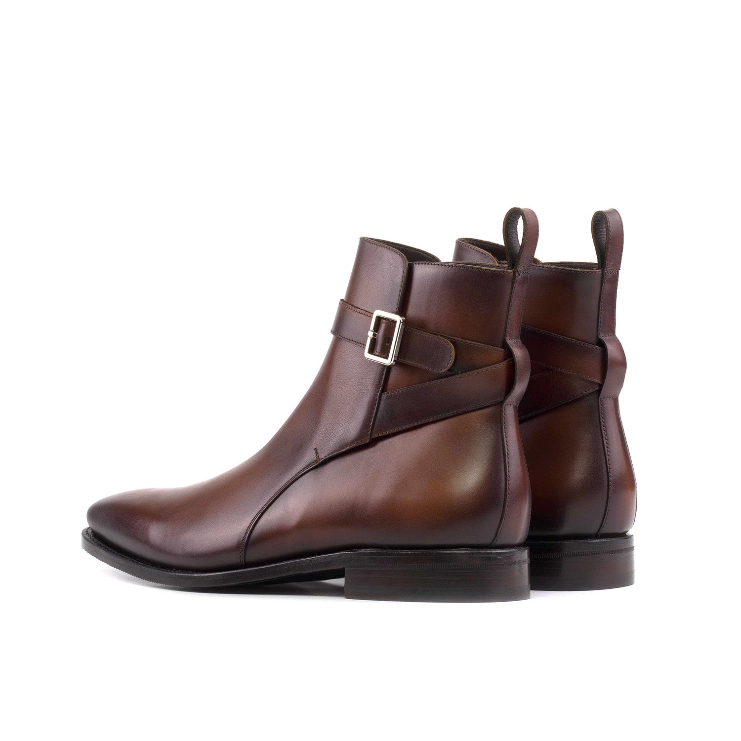 Ambrogio Bespoke Men's Shoes Mid Brown Calf-Skin Leather Jodhpur Boots (AMB2396)