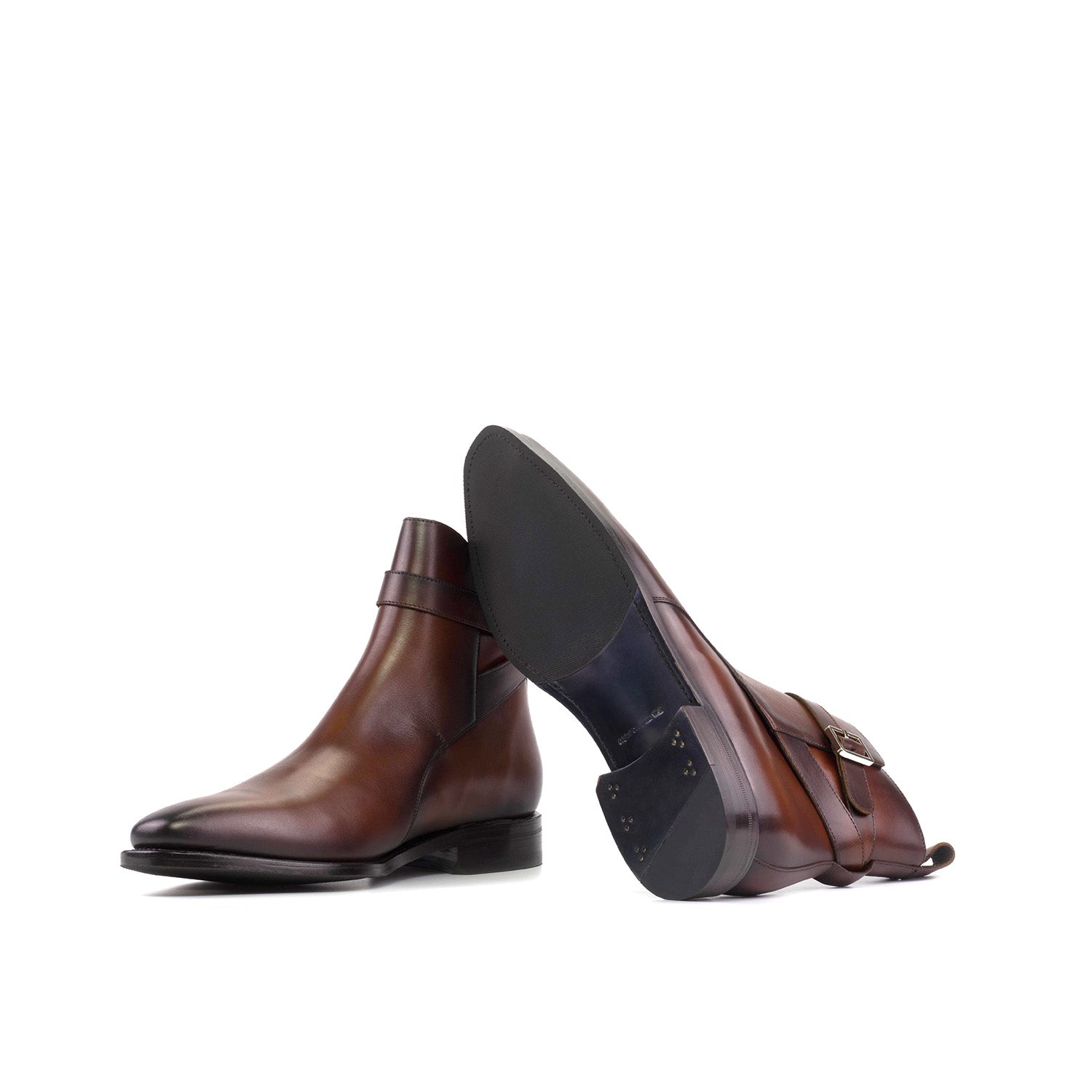 Ambrogio Bespoke Men's Shoes Mid Brown Calf-Skin Leather Jodhpur Boots (AMB2396)