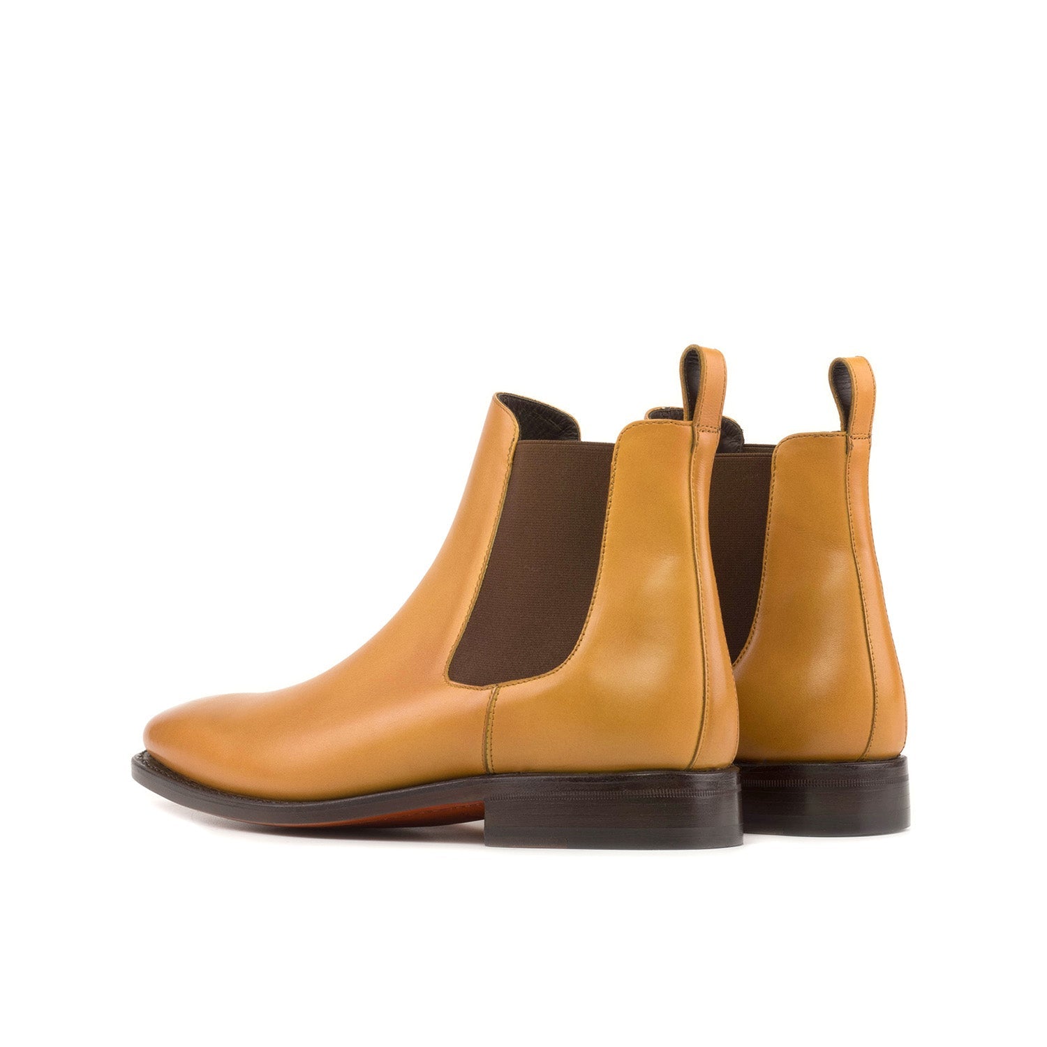 Ambrogio Bespoke Men's Shoes Mustard Calf-Skin Leather Chelsea Boots (AMB2405)