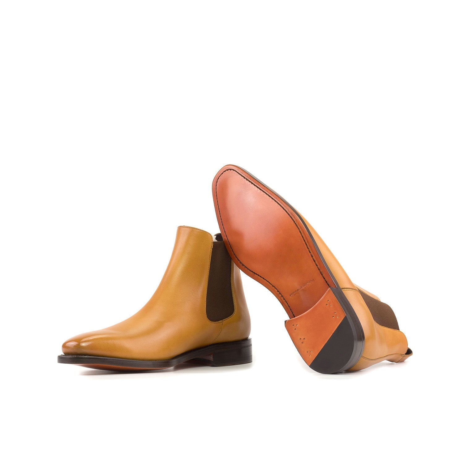 Ambrogio Bespoke Men's Shoes Mustard Calf-Skin Leather Chelsea Boots (AMB2405)