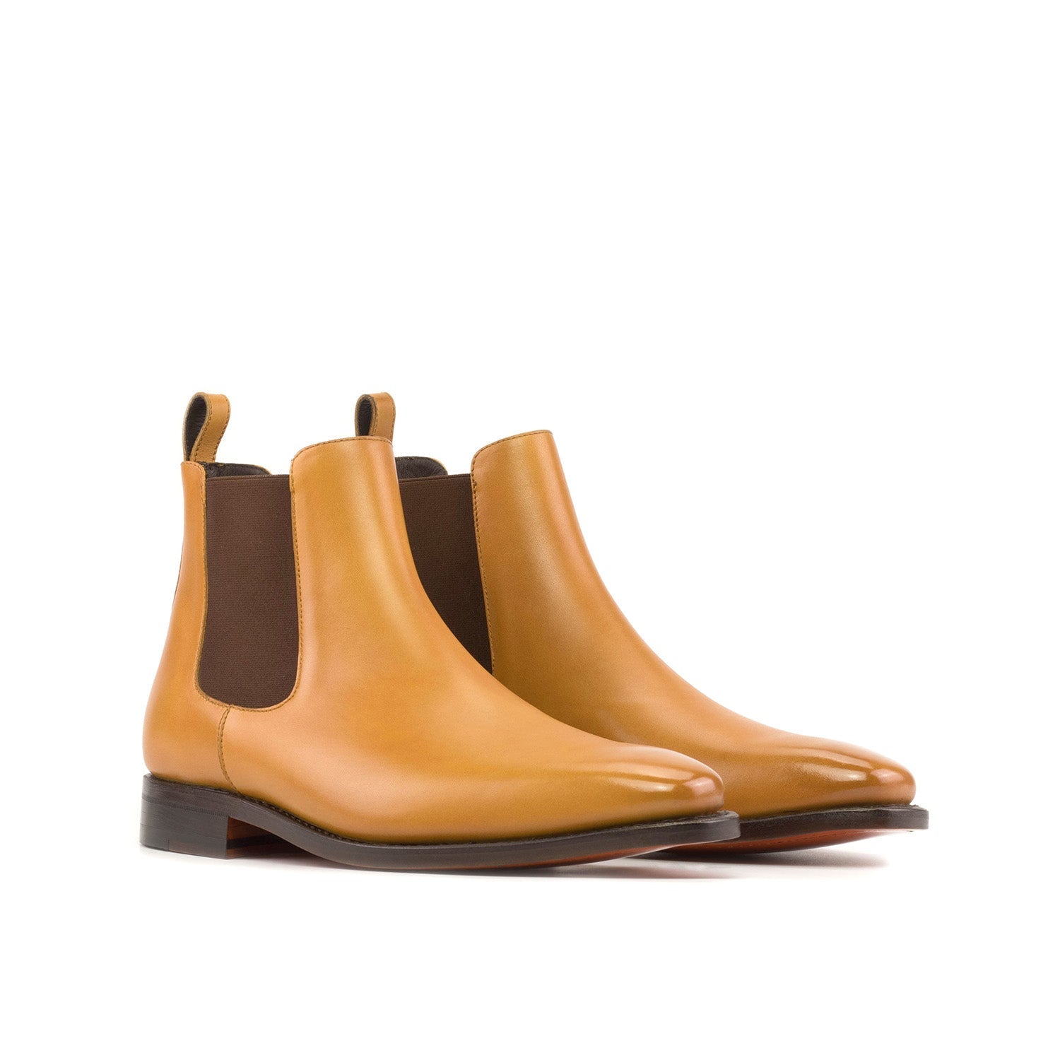 Ambrogio Bespoke Men's Shoes Mustard Calf-Skin Leather Chelsea Boots (AMB2405)