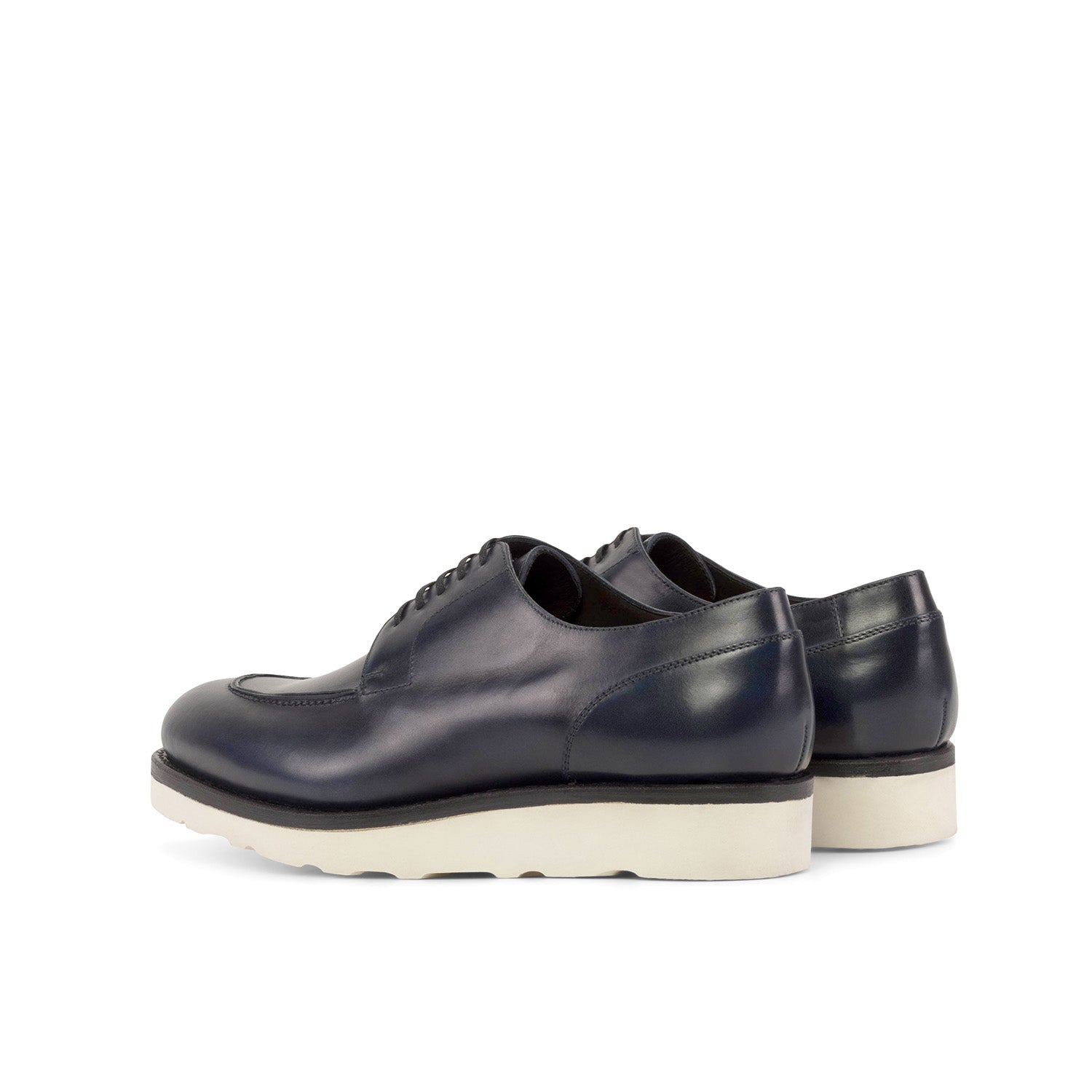 Ambrogio Bespoke Men's Shoes Navy Calf-Skin Leather Derby Split-Toe Oxfords (AMB2303)