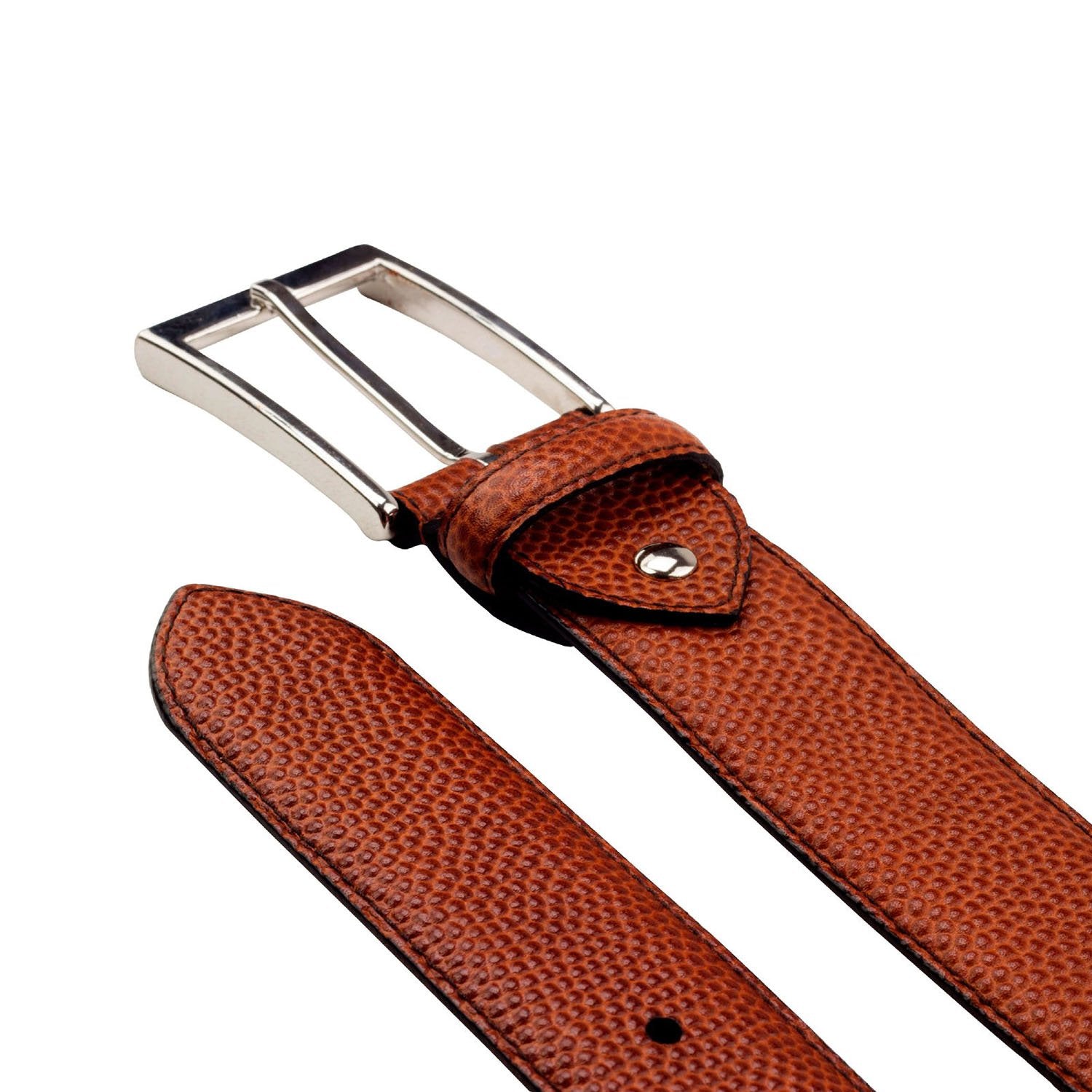 Ambrogio Brown Pebble Grain Leather Hampton Men's Belt (AMBB1010)