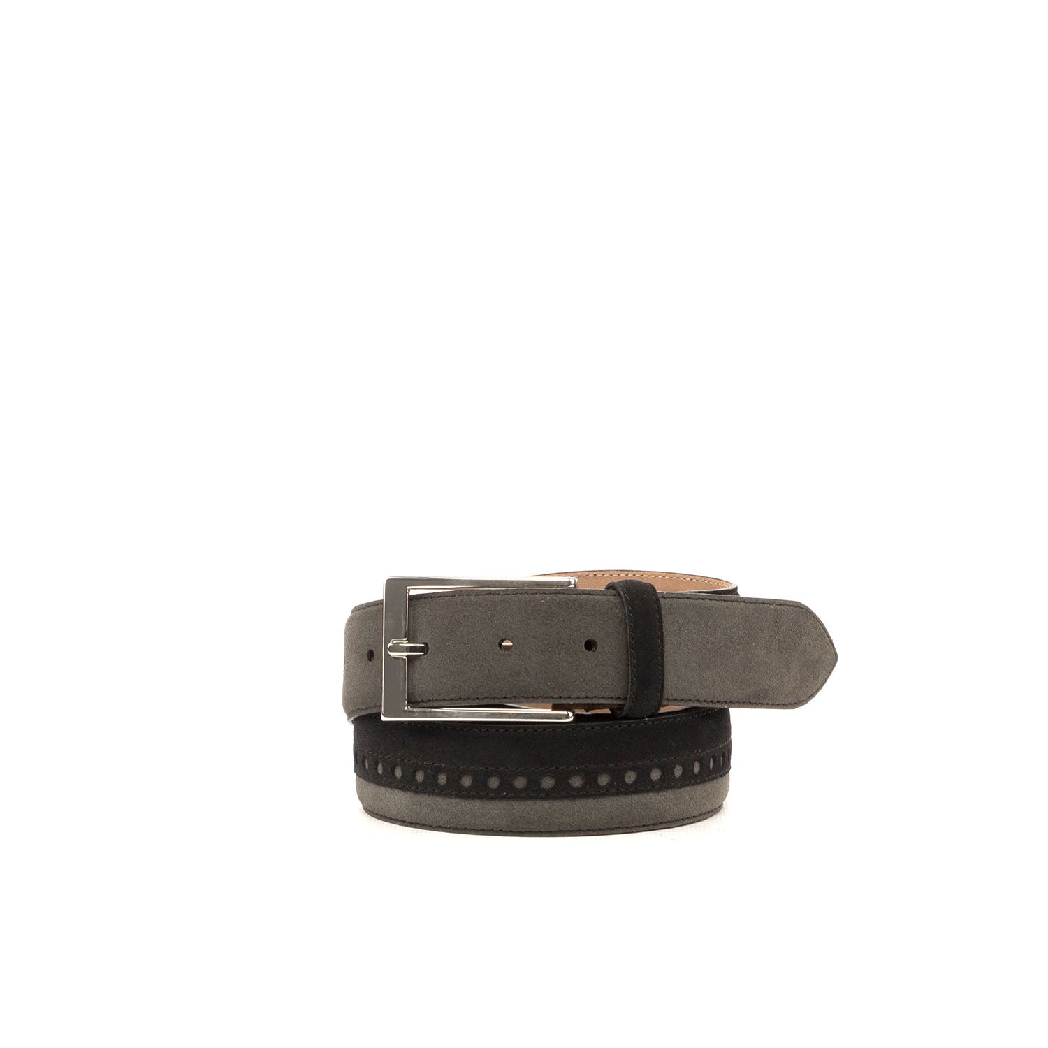 Ambrogio Gray, Black & Brown Lux Suede Leather Sun-Valley Men's Belt (AMBB1030)