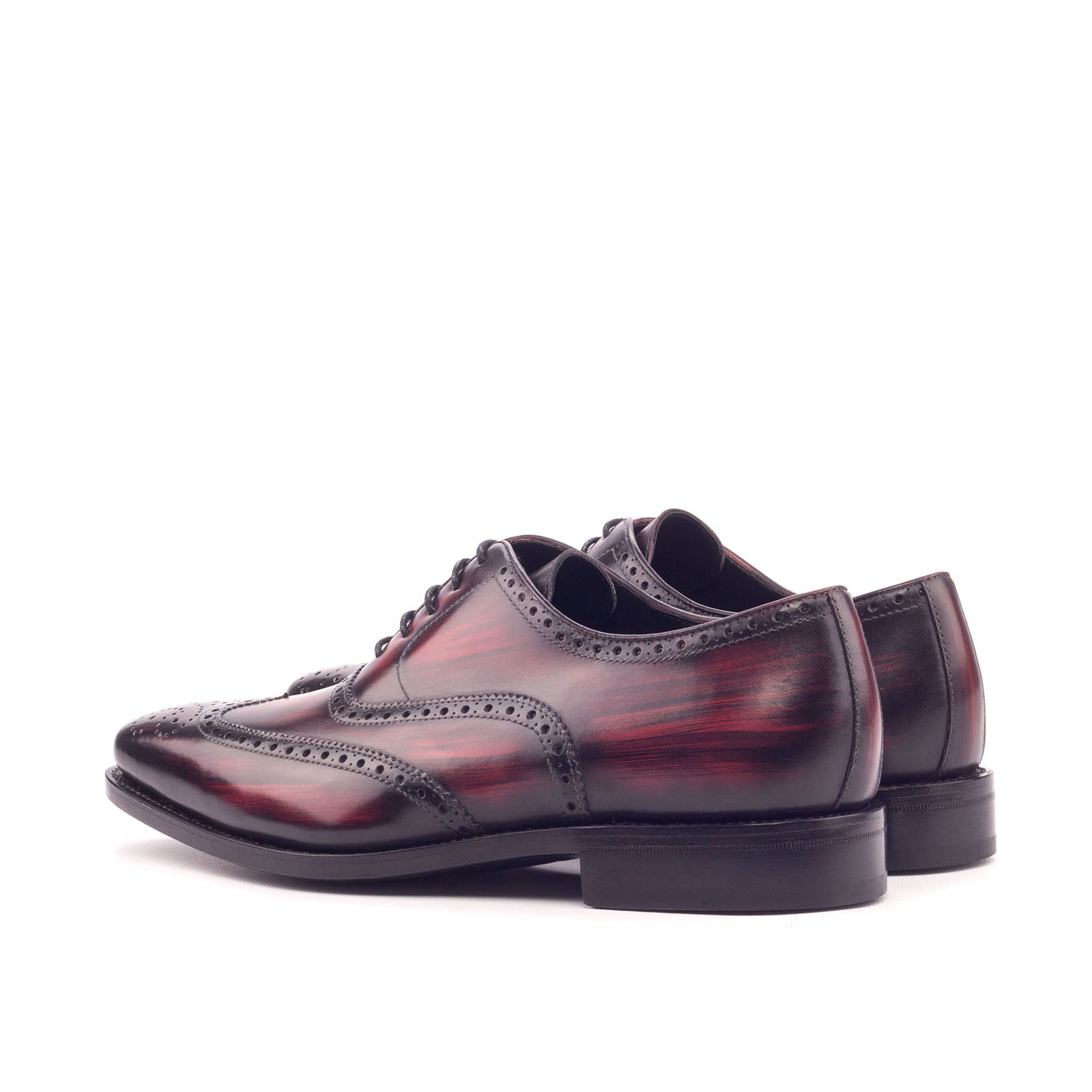 Ambrogio Men's Handmade Custom Made Shoes Burgundy Patina Leather Brogue Oxfords (AMB1166)