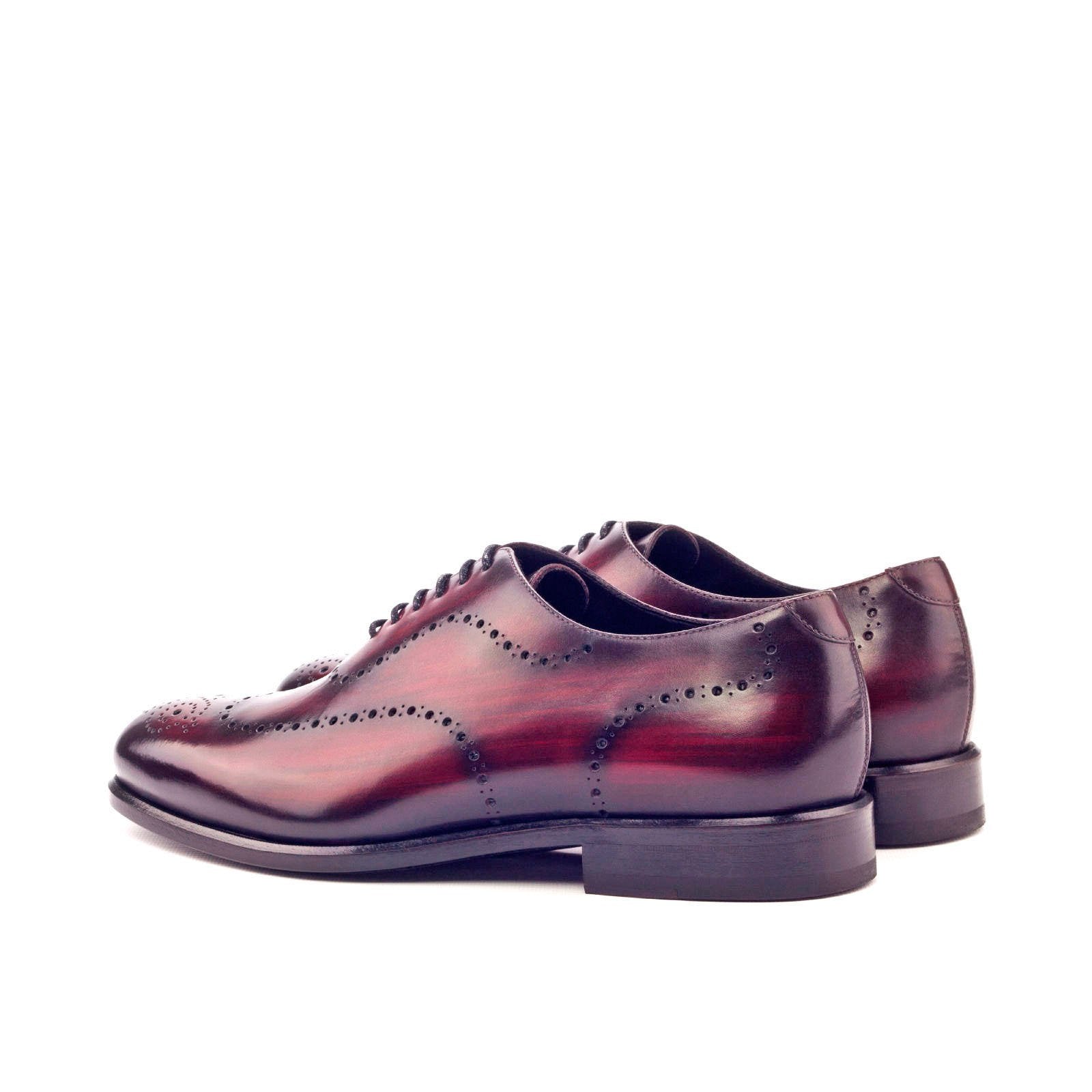 Ambrogio Men's Handmade Custom Made Shoes Burgundy Patina Leather Whole-Cut Oxfords (AMB1162)