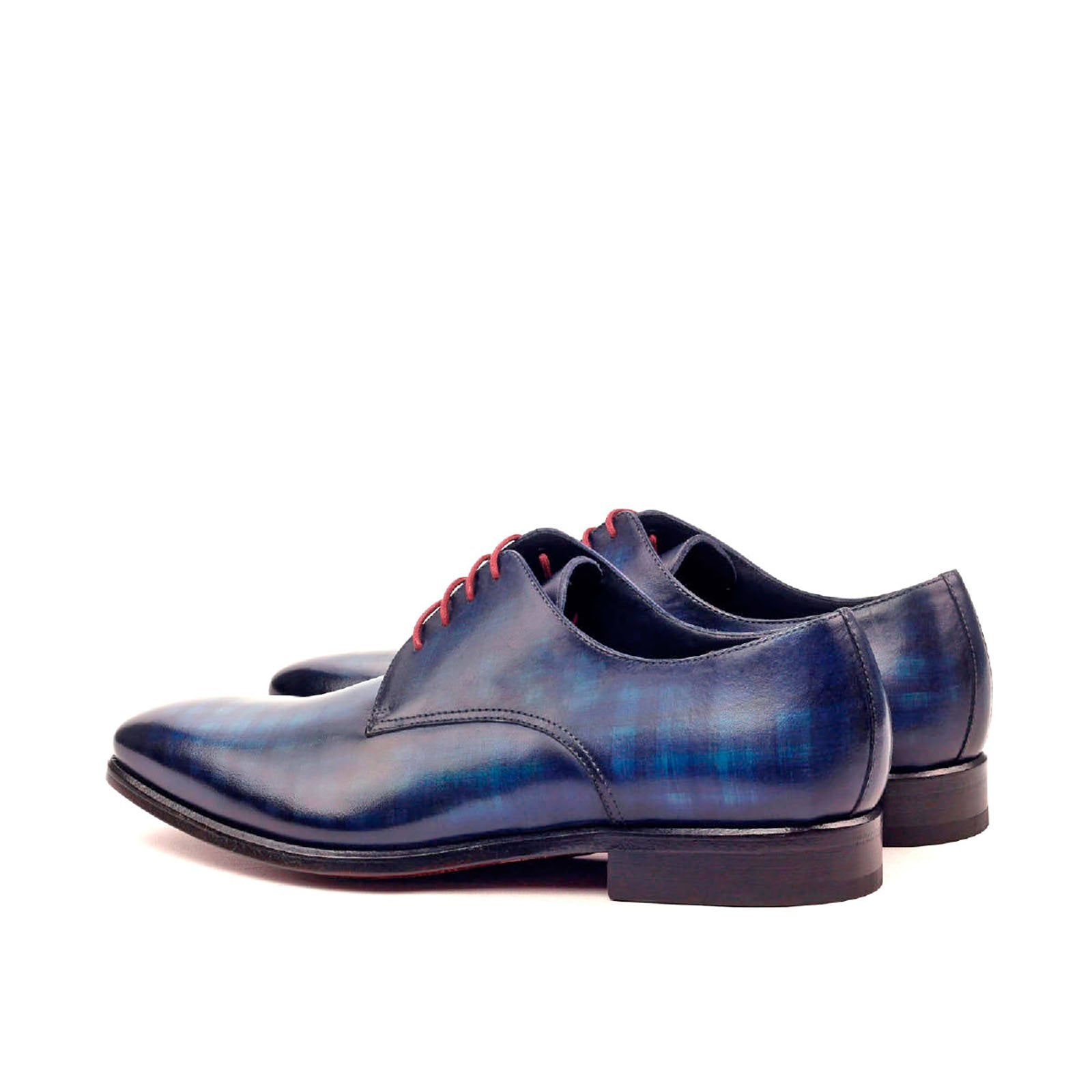 Ambrogio Men's Handmade Custom Made Shoes Denim Blue Patina Leather Derby Oxfords (AMB1150)