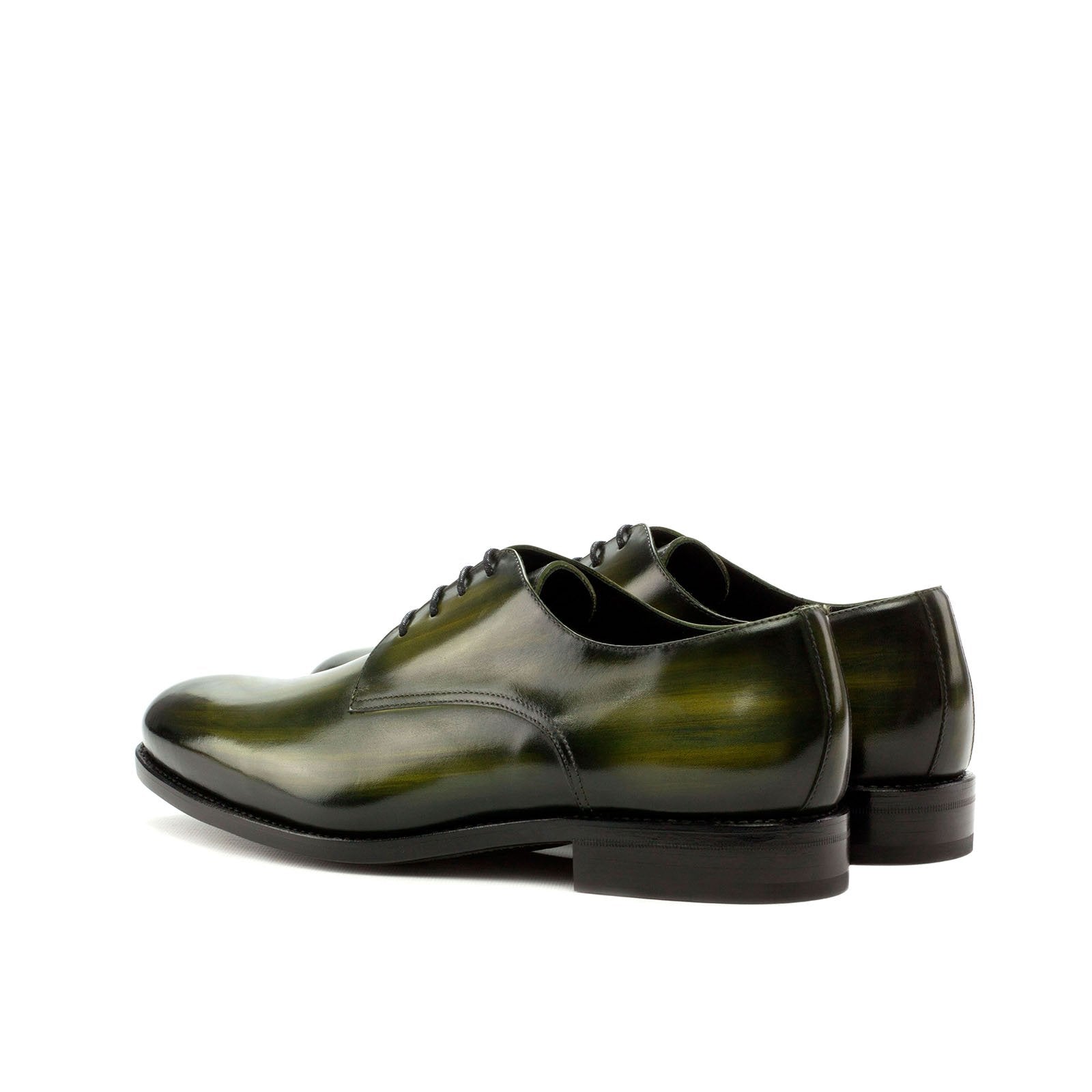 Ambrogio Men's Handmade Custom Made Shoes Khaki Green Patina Leather Derby Oxfords (AMB1169)