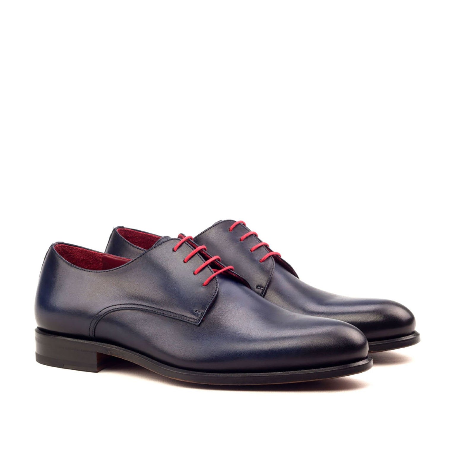 Ambrogio Men's Handmade Custom Made Shoes Navy Calf-Skin Leather Derby Oxfords (AMB1070)