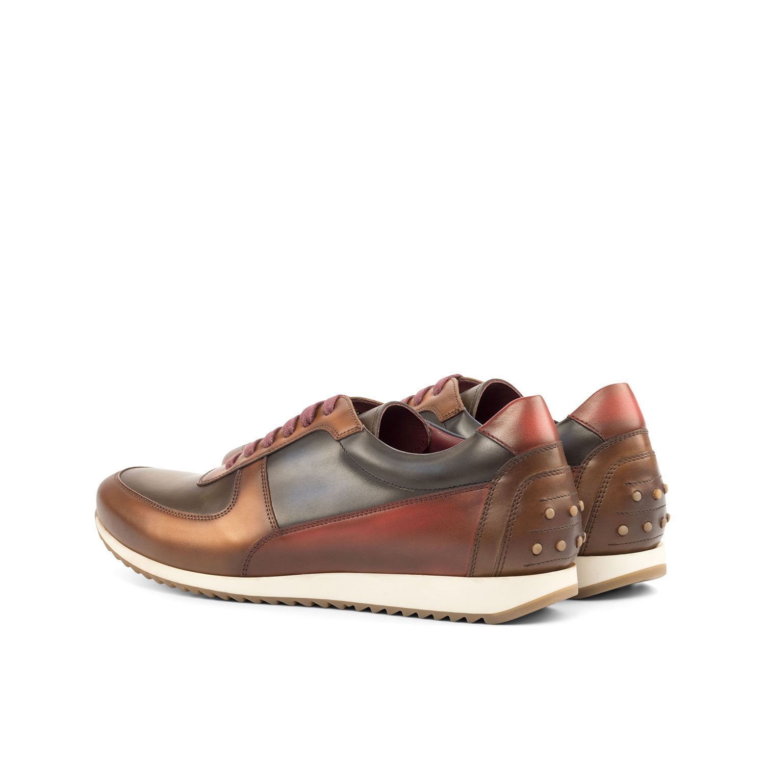 Ambrogio Men's Shoes Cognac, Brown, Navy, Red & Olive Calf-Skin Leather Corsini Sneakers (AMB2080)